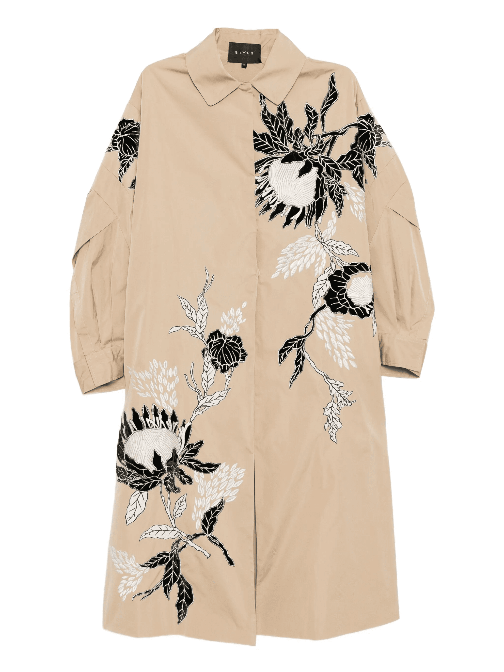 floral-embroidered coat - Image 1