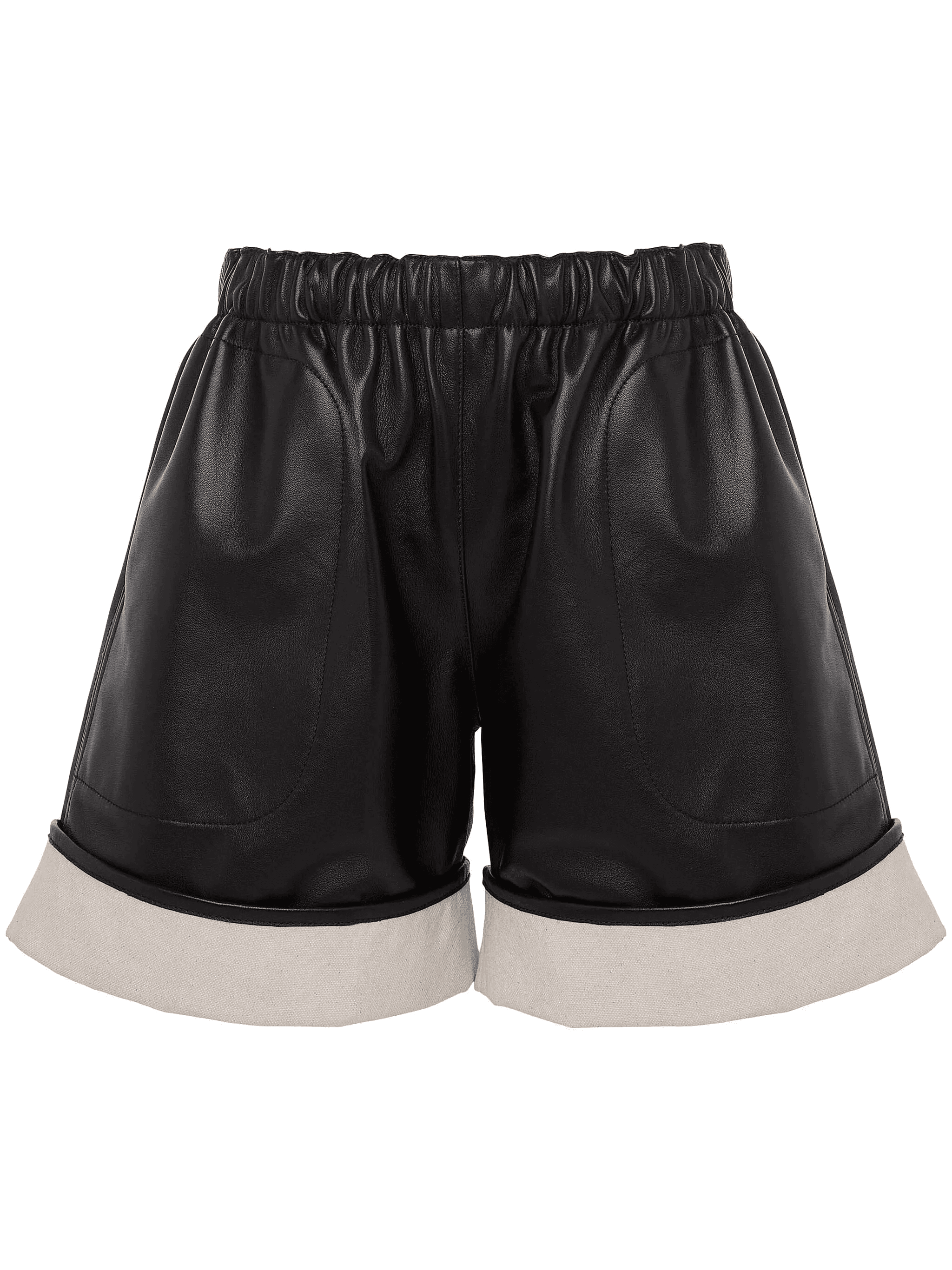 contrast-hem leather shorts - Image 1