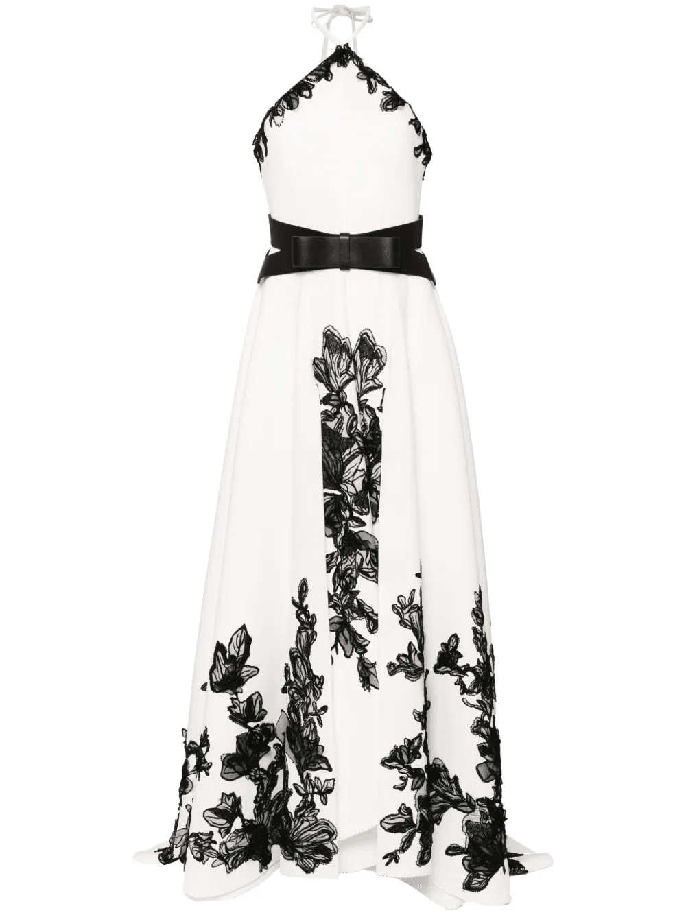 floral-embroidered neoprene gown - Image 1