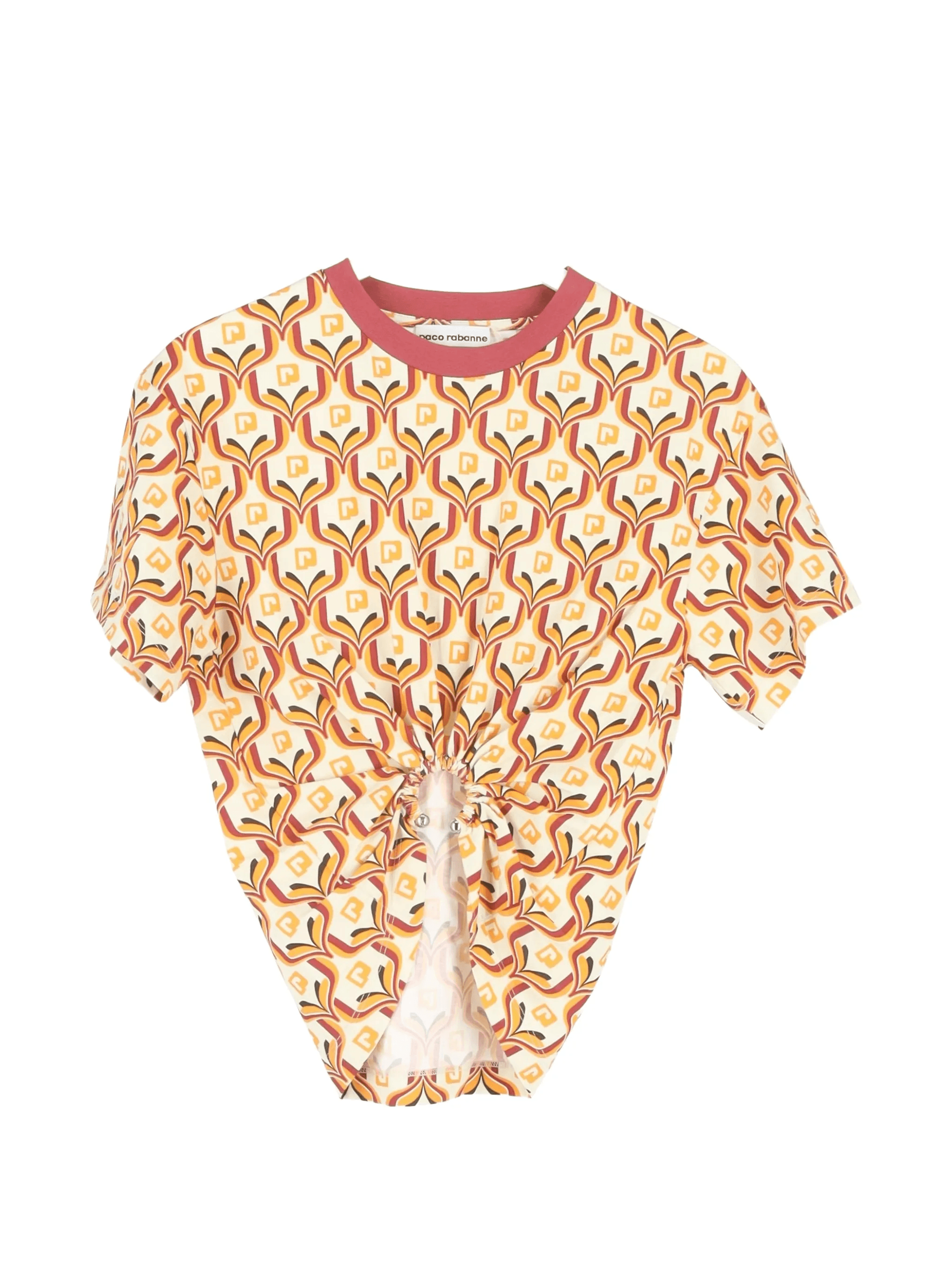 printed ring-detail T-shirt - Image 1