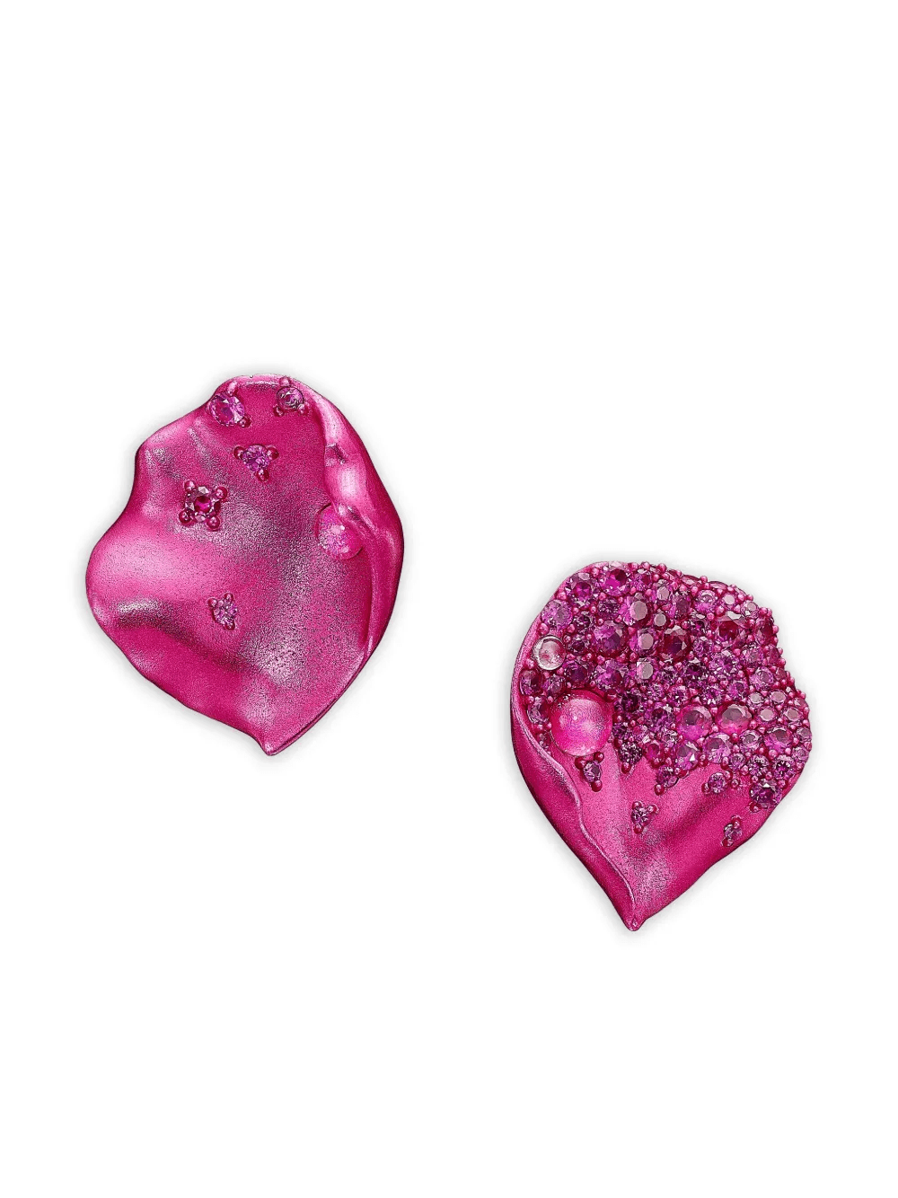 14k white gold and rhodium vermeil Petal sapphire and topaz earrings - Image 1