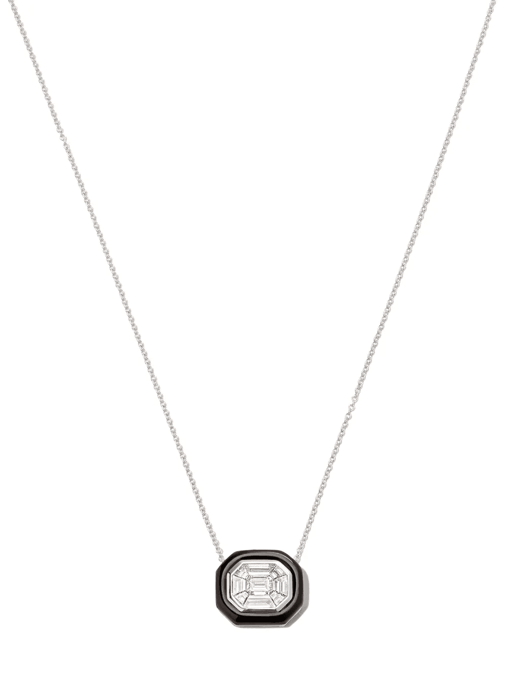 18kt white gold diamond and enamel necklace - Image 1