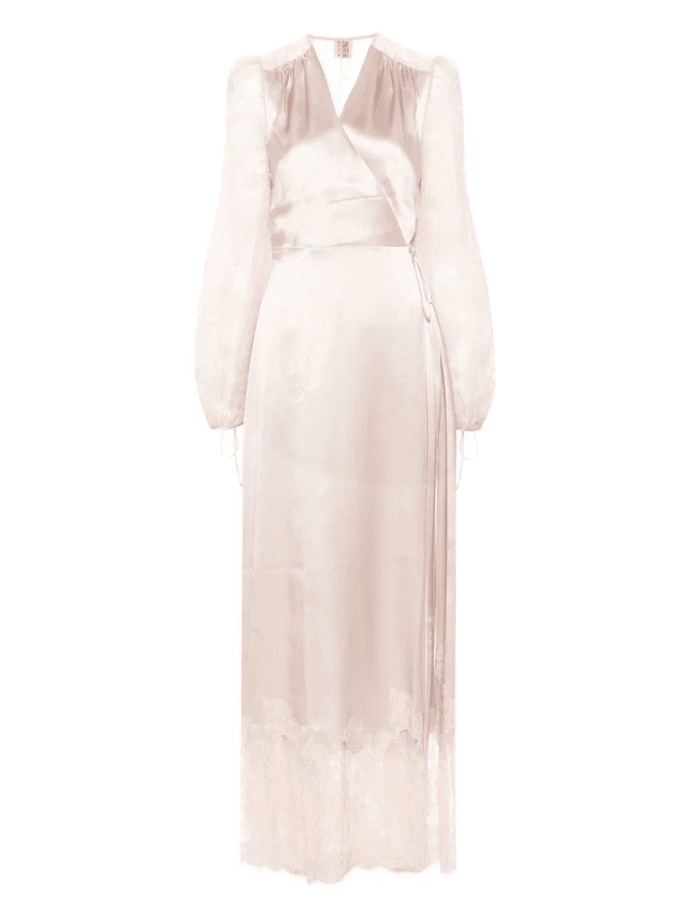 lace-panels silk wrap dress - Image 1