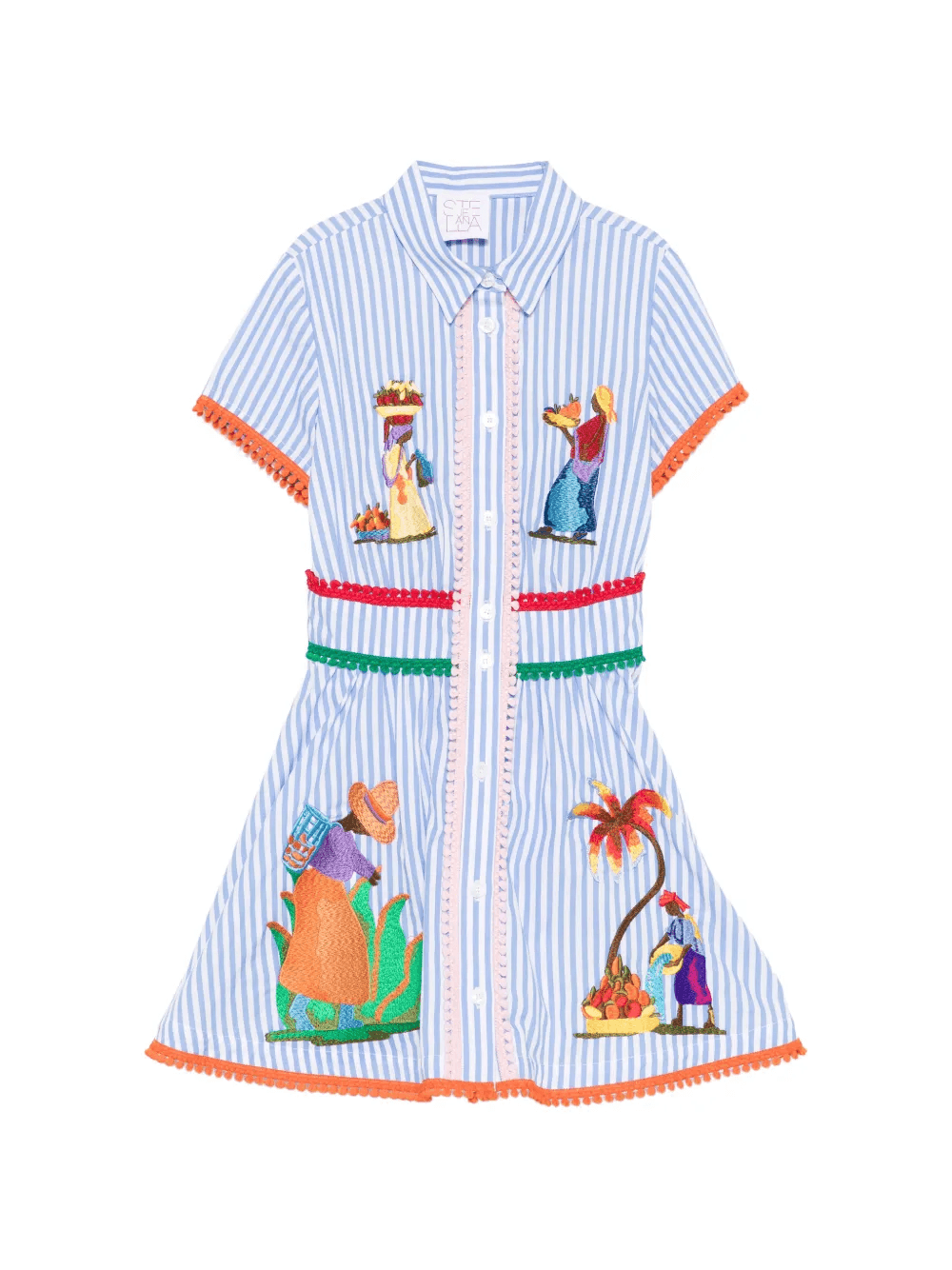 striped embroidered dress - Image 1