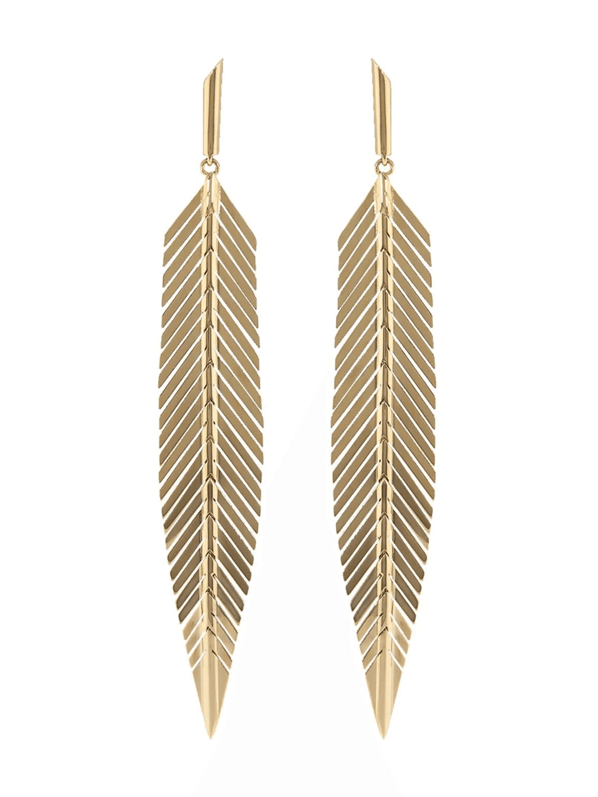 18kt rose gold Feather drop earrings - Image 1