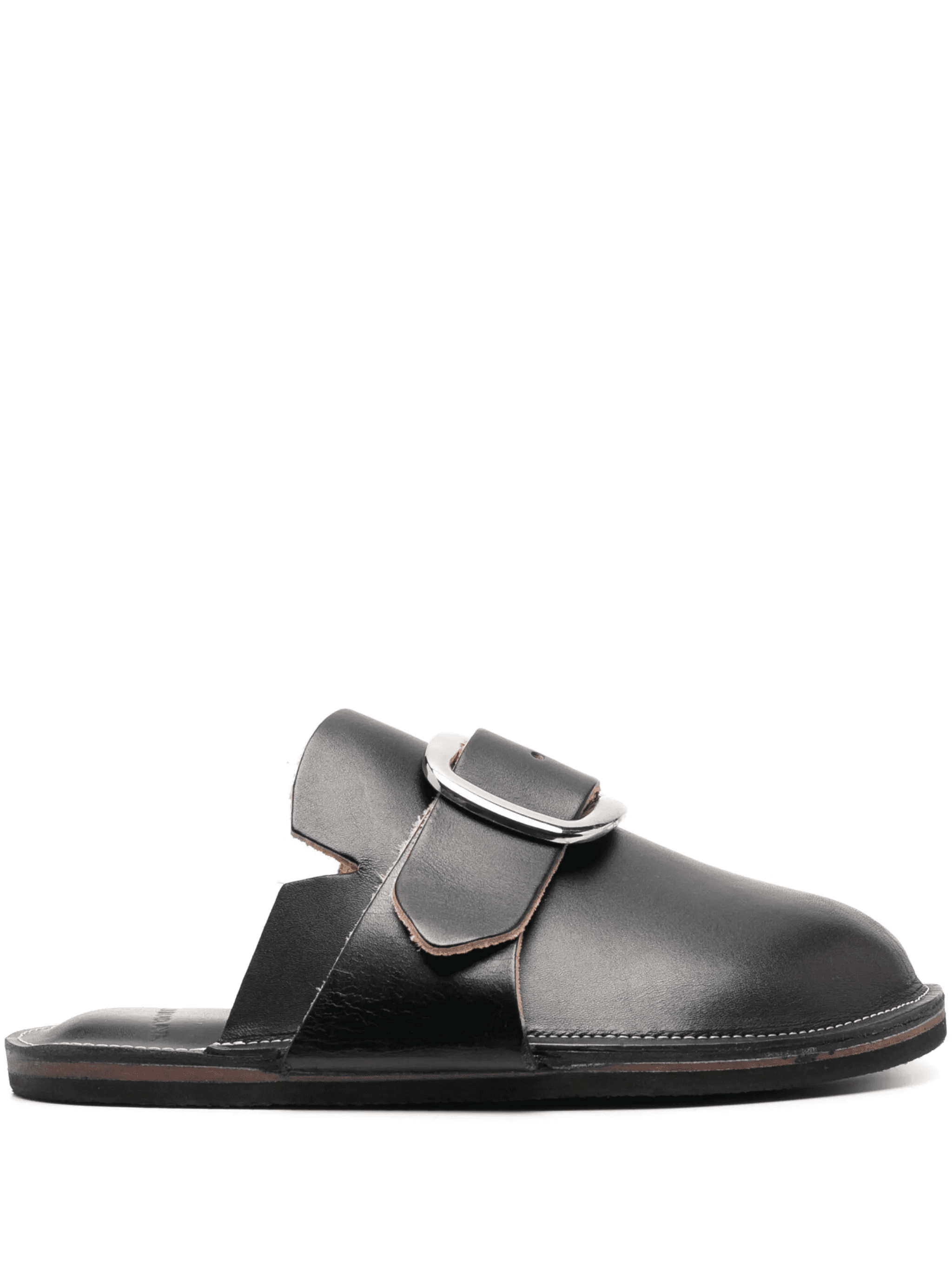 decorative-buckle leather slippers - Image 1