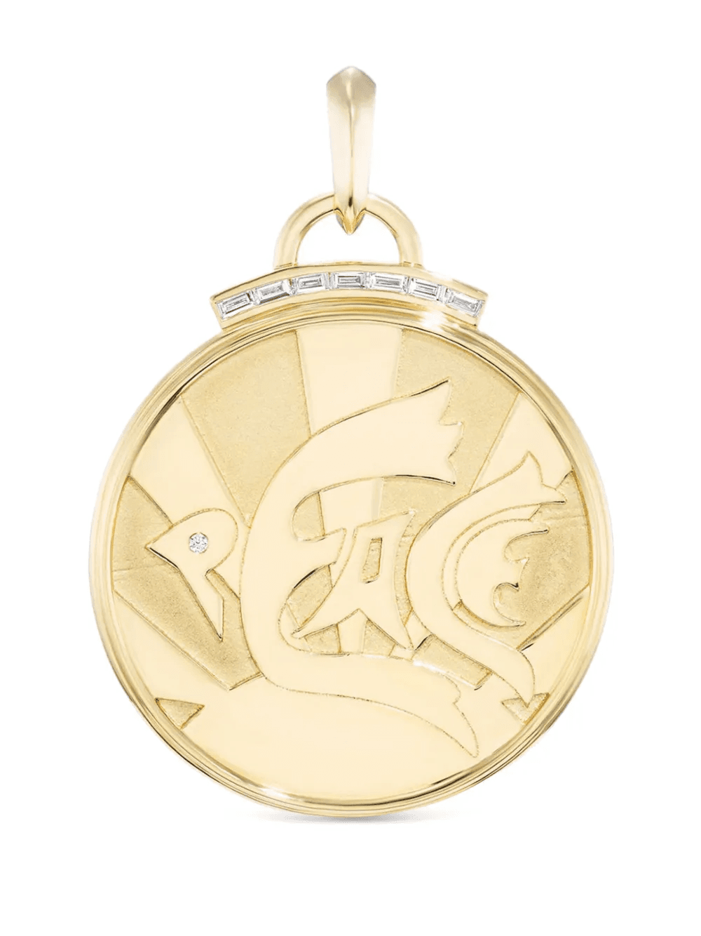 18K yellow gold Peace Coin diamond pendant - Image 1