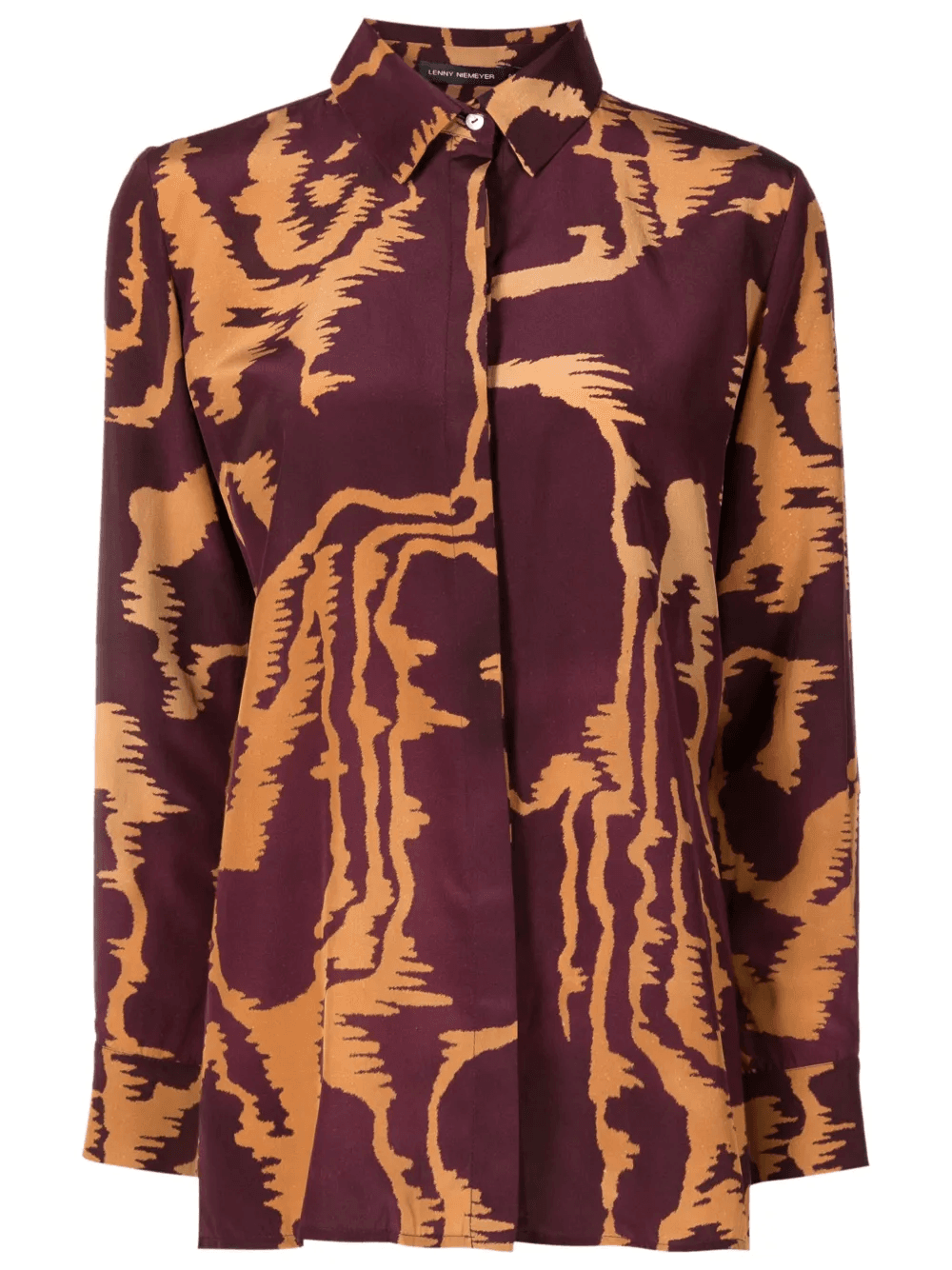 abstract-print silk shirt - Image 1