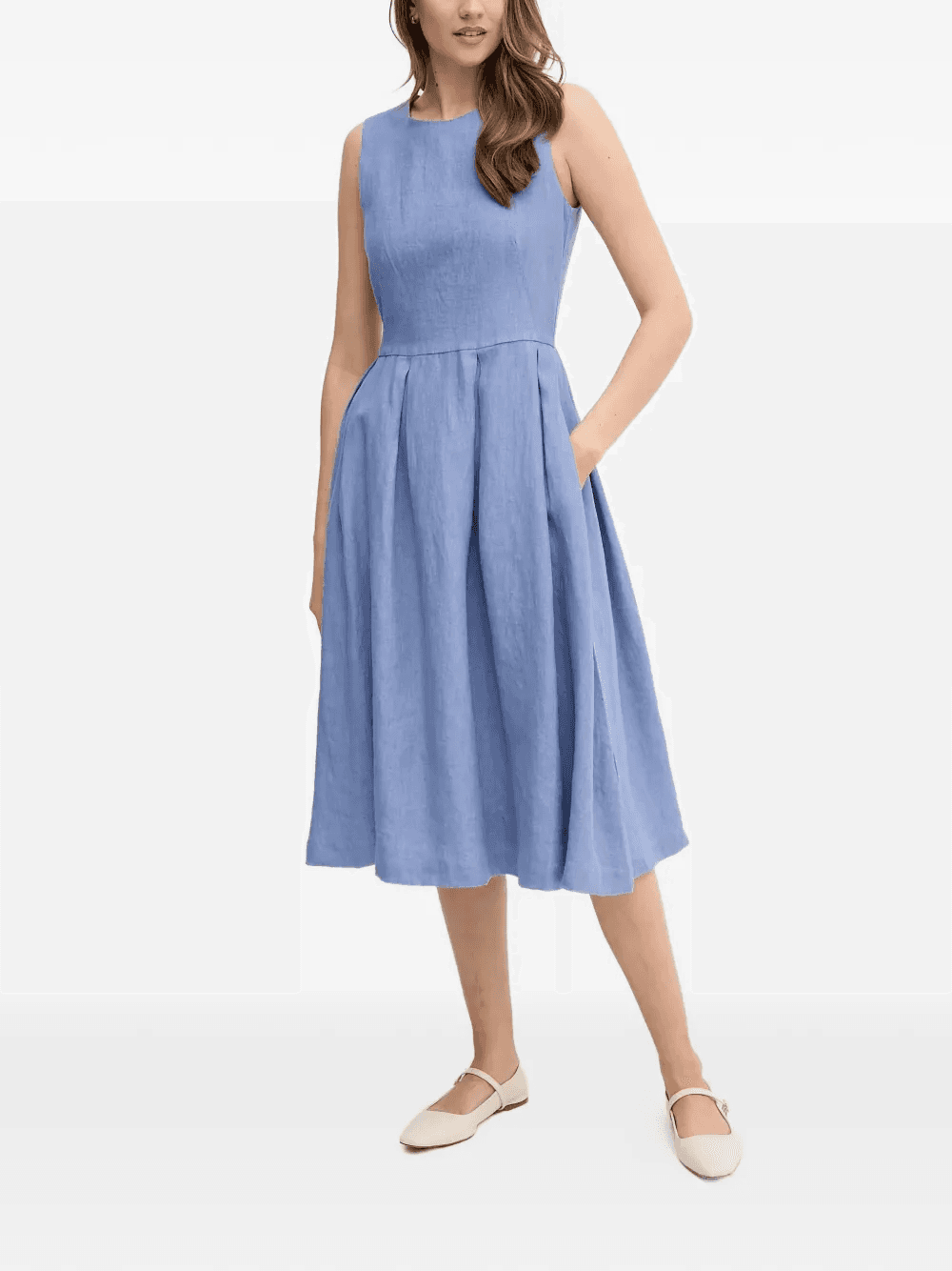 pleated A-line midi dress - Image 1