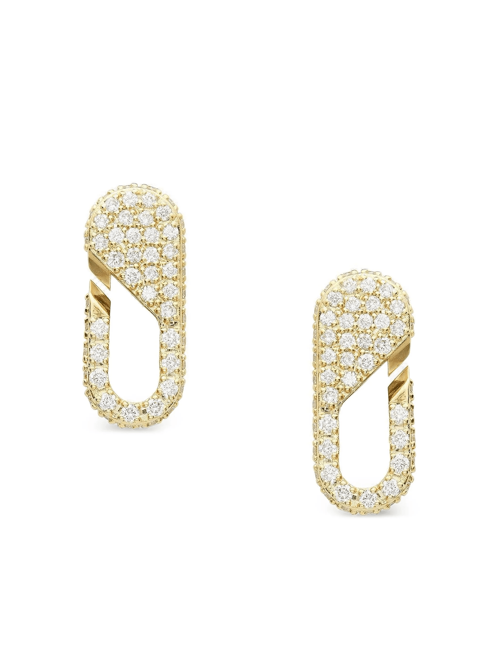 18K yellow gold diamond Link earrings - Image 1