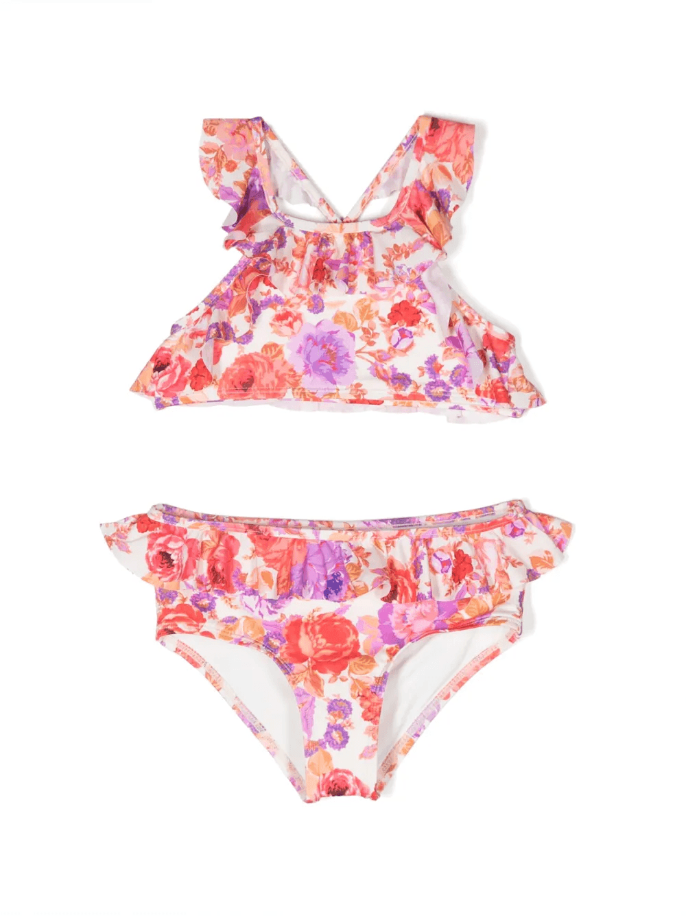 leaf-print ruffled bikini - Image 1