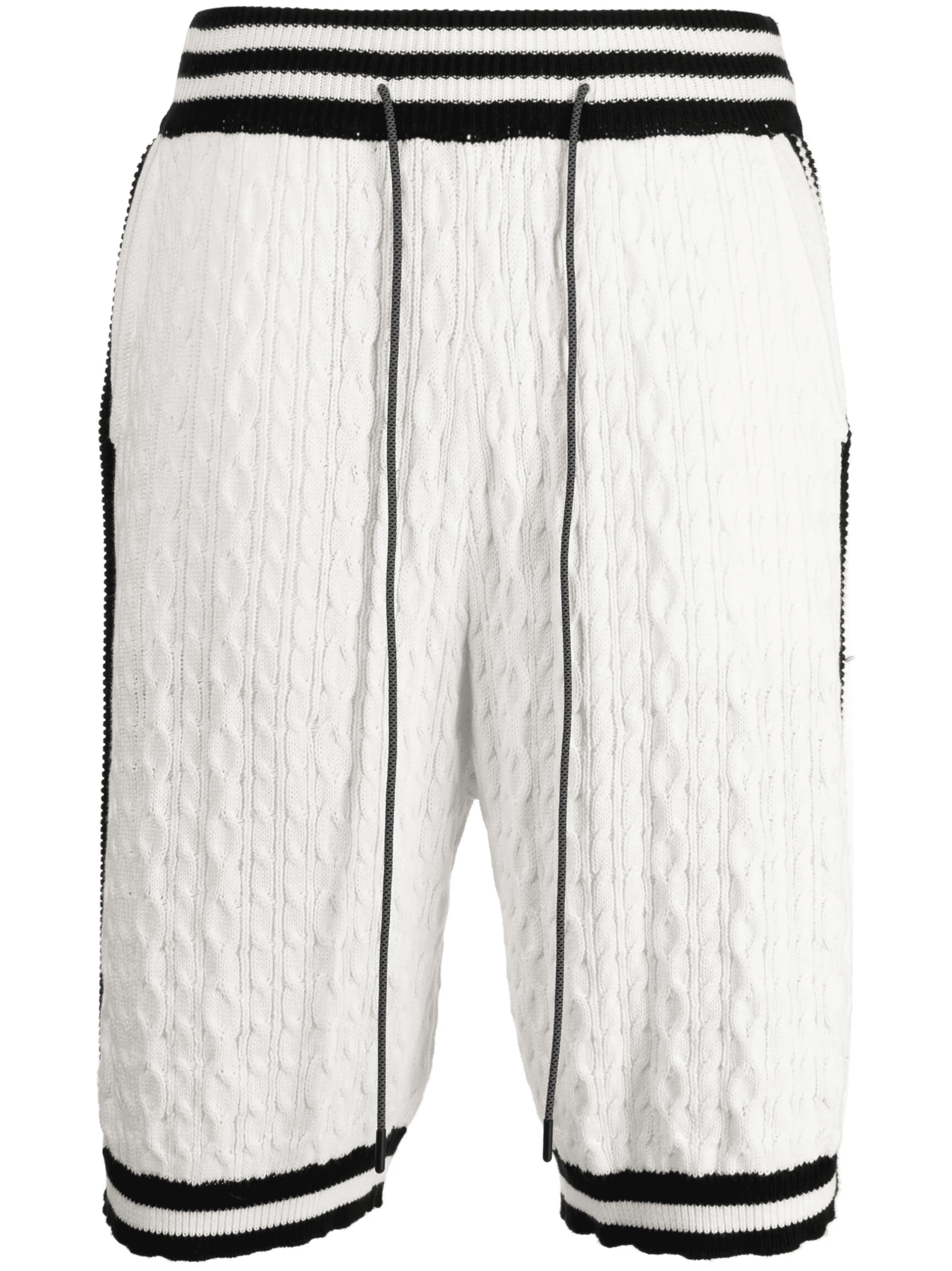 cable-knit striped track shorts - Image 1