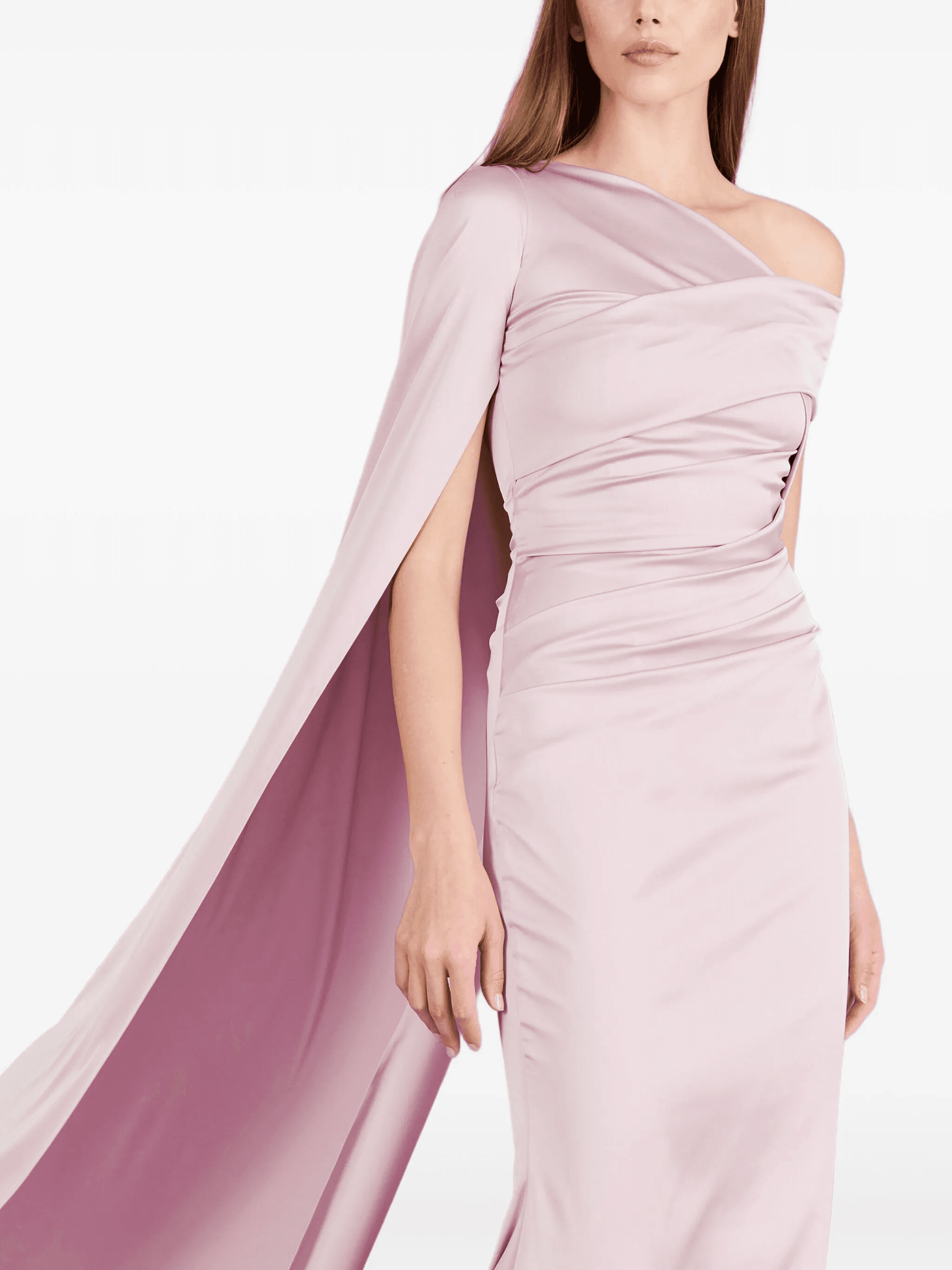 asymmetrical-neck cape-embellished gown - Image 1