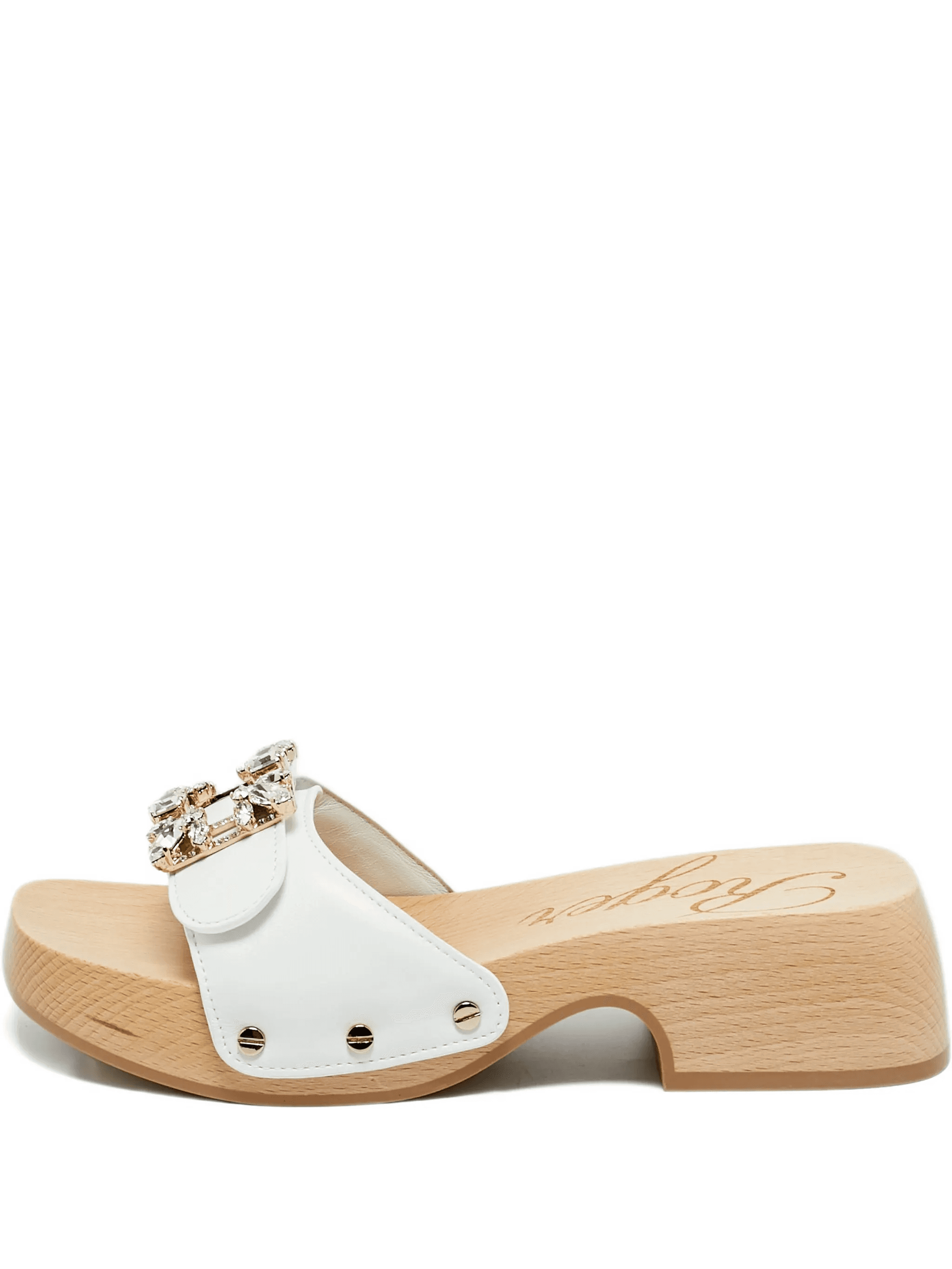 crystal-embellished leather clogs - Image 1