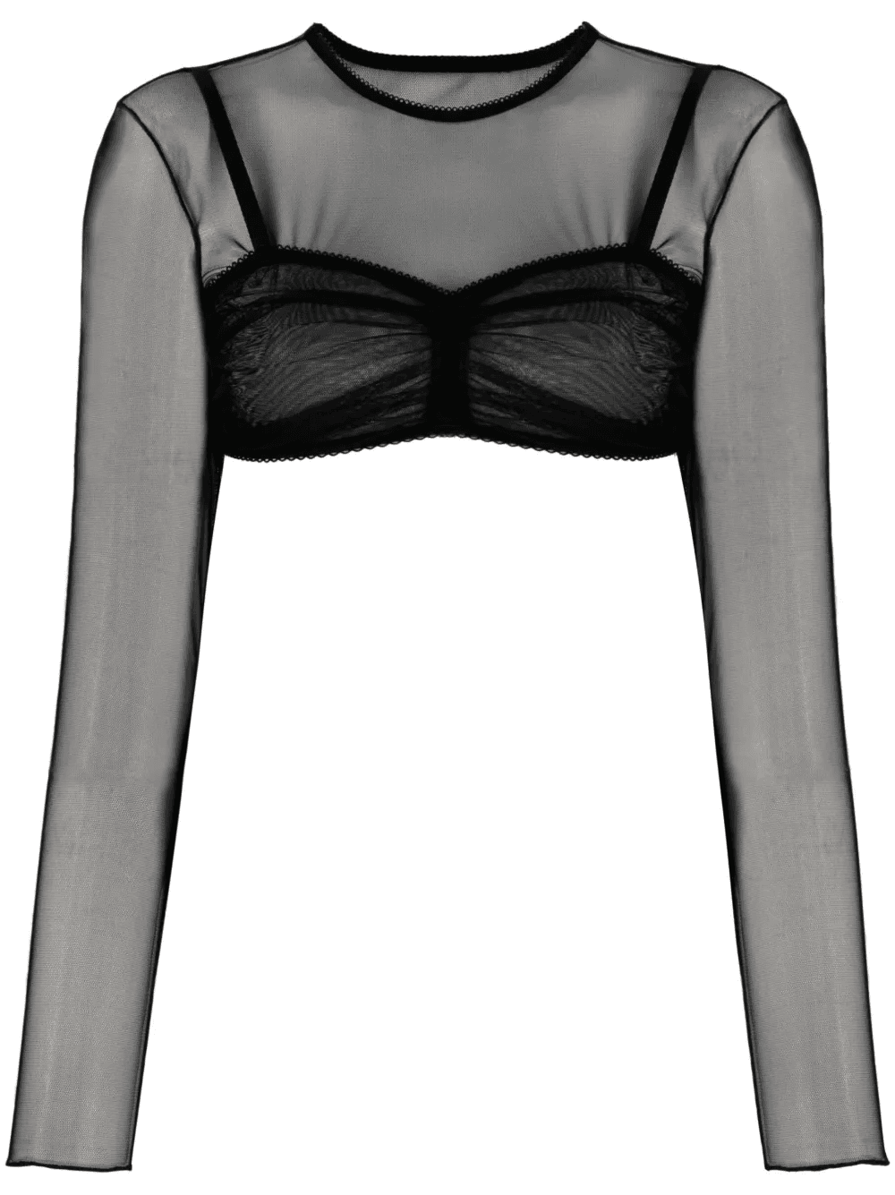semi-sheer construction cropped top - Image 1