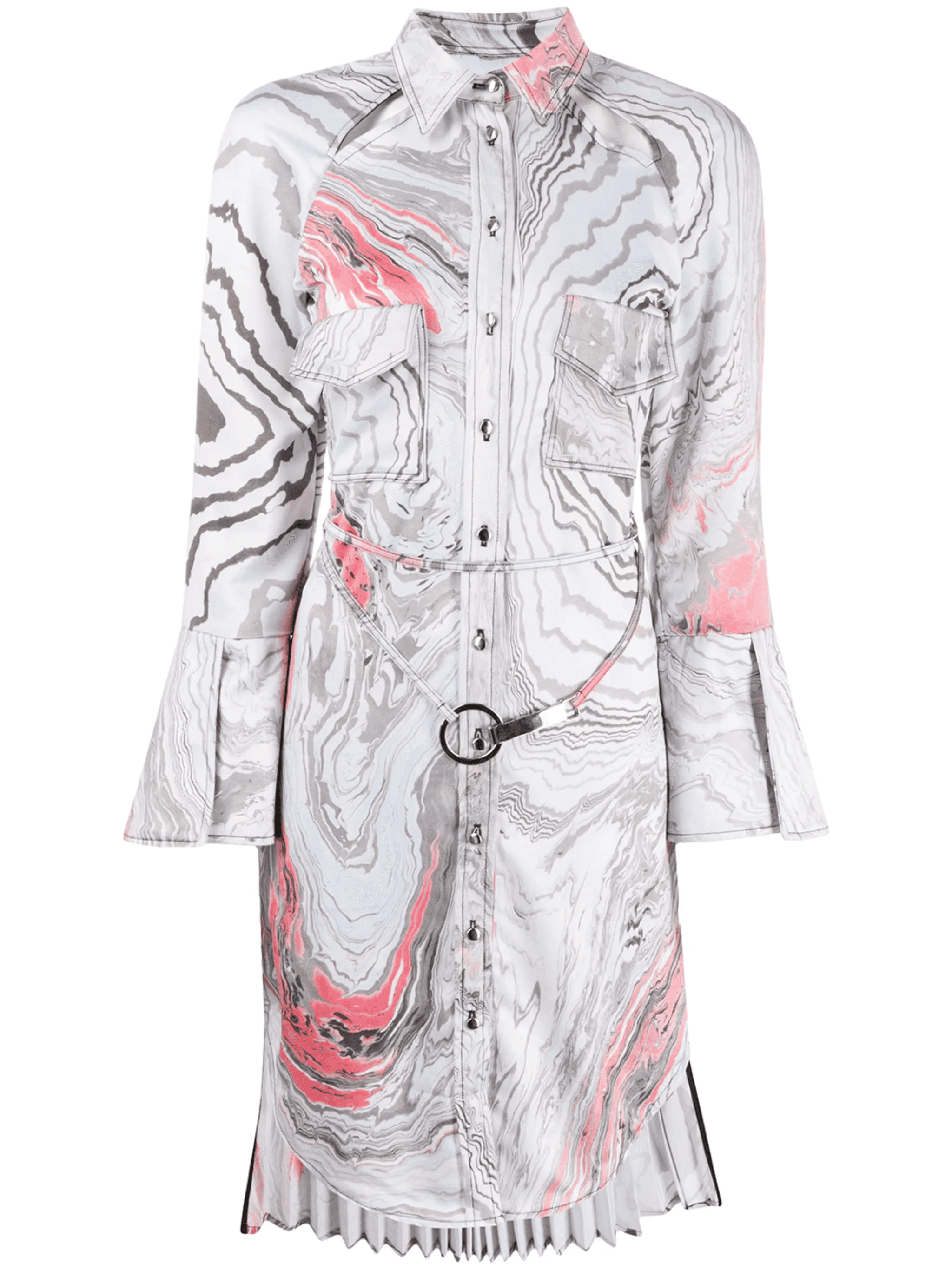 Suminagashi tie-dye print shirt dress - Image 1