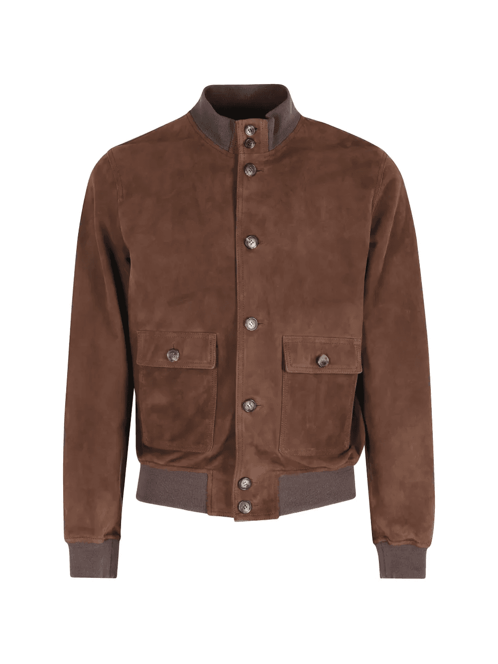 buttoned flap-pocket suede jacket - Image 1