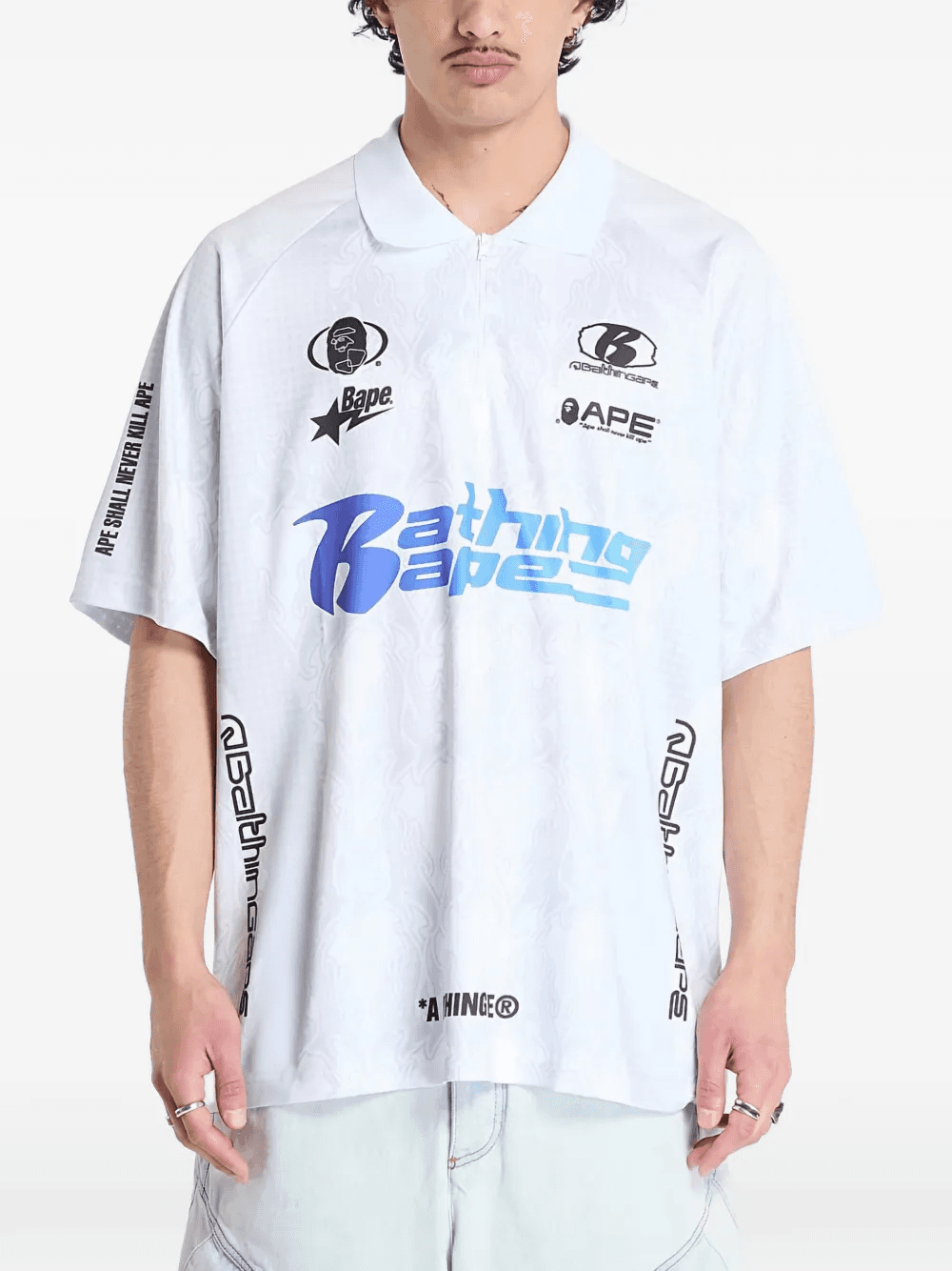 flame-print half-zip jersey - Image 1