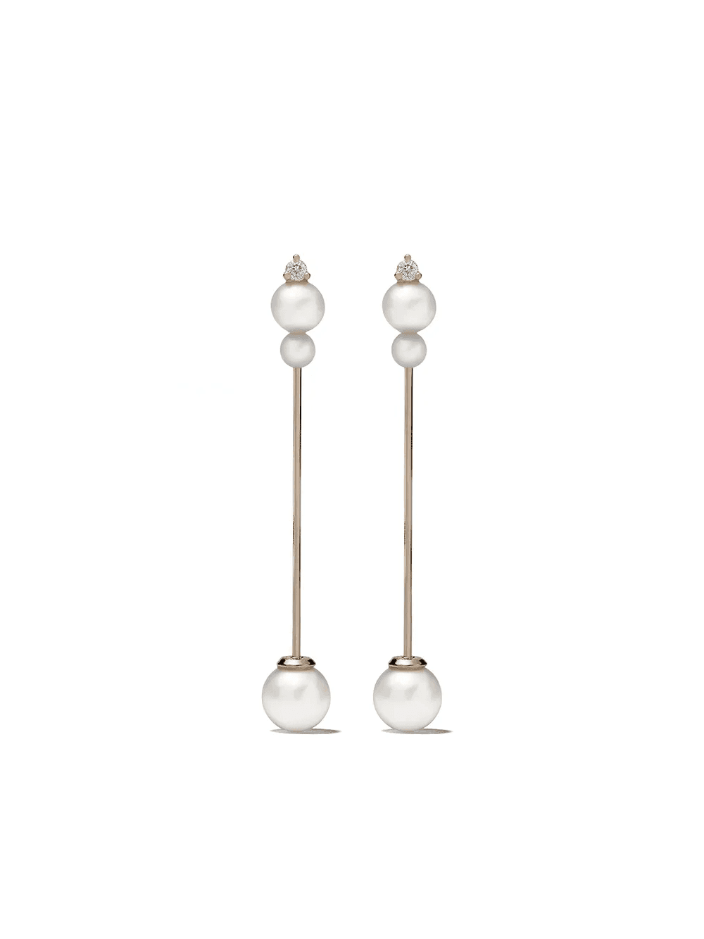 14kt gold Sea of Beauty Kanzashi pearl diamond earrings - Image 1