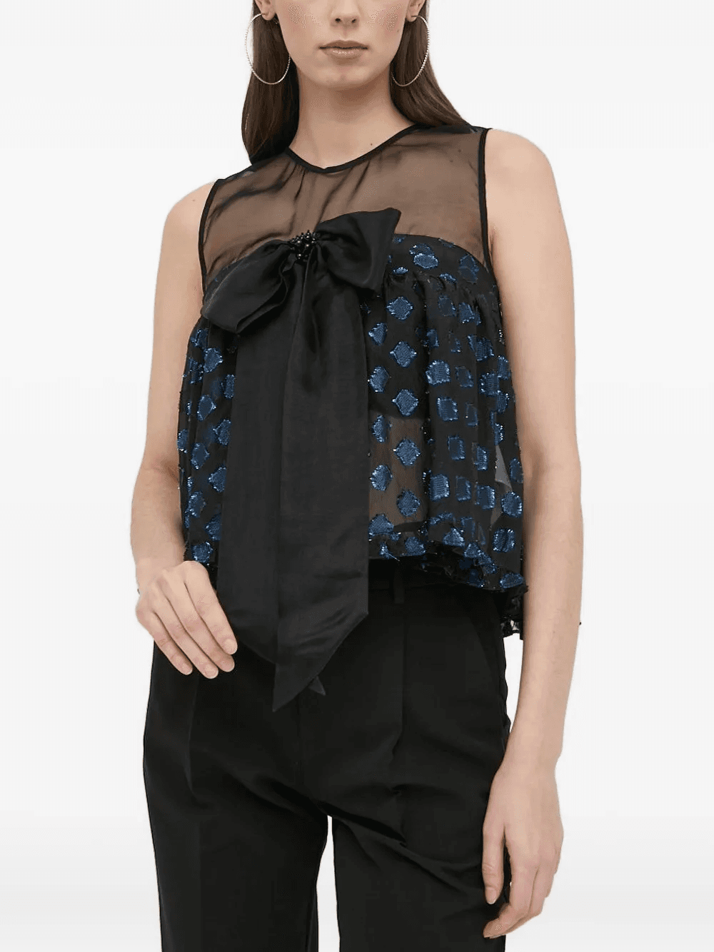bow-embellished sleeveless blouse - Image 1