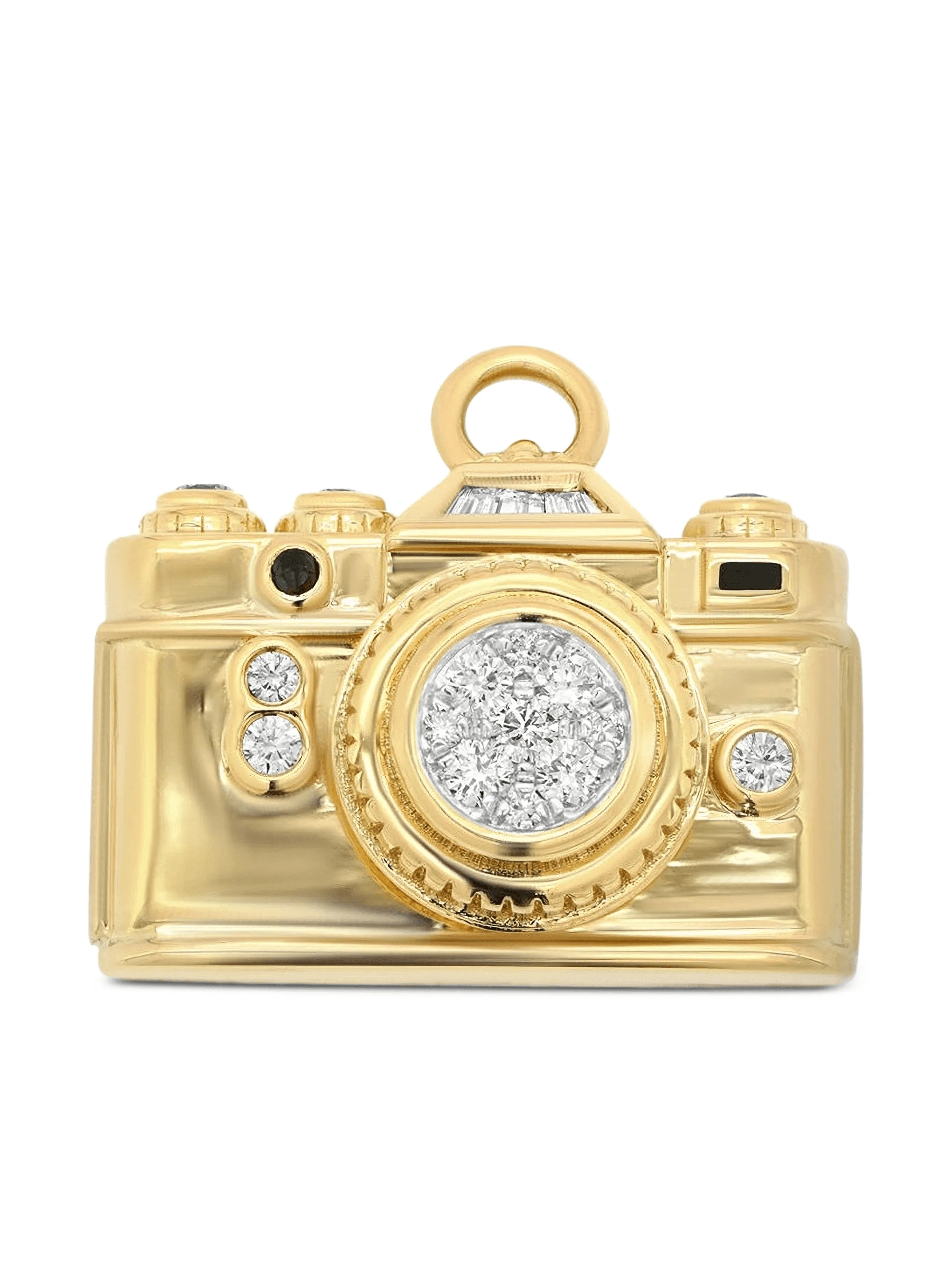 18K yellow gold Papua camera-shape diamond charm - Image 1