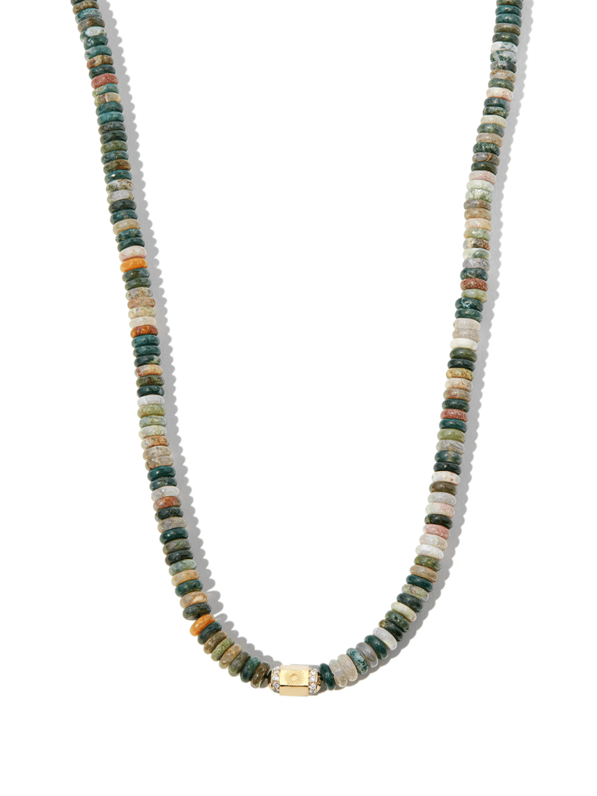 14kt yellow gold diamond and gemstone beaded necklace - Image 1