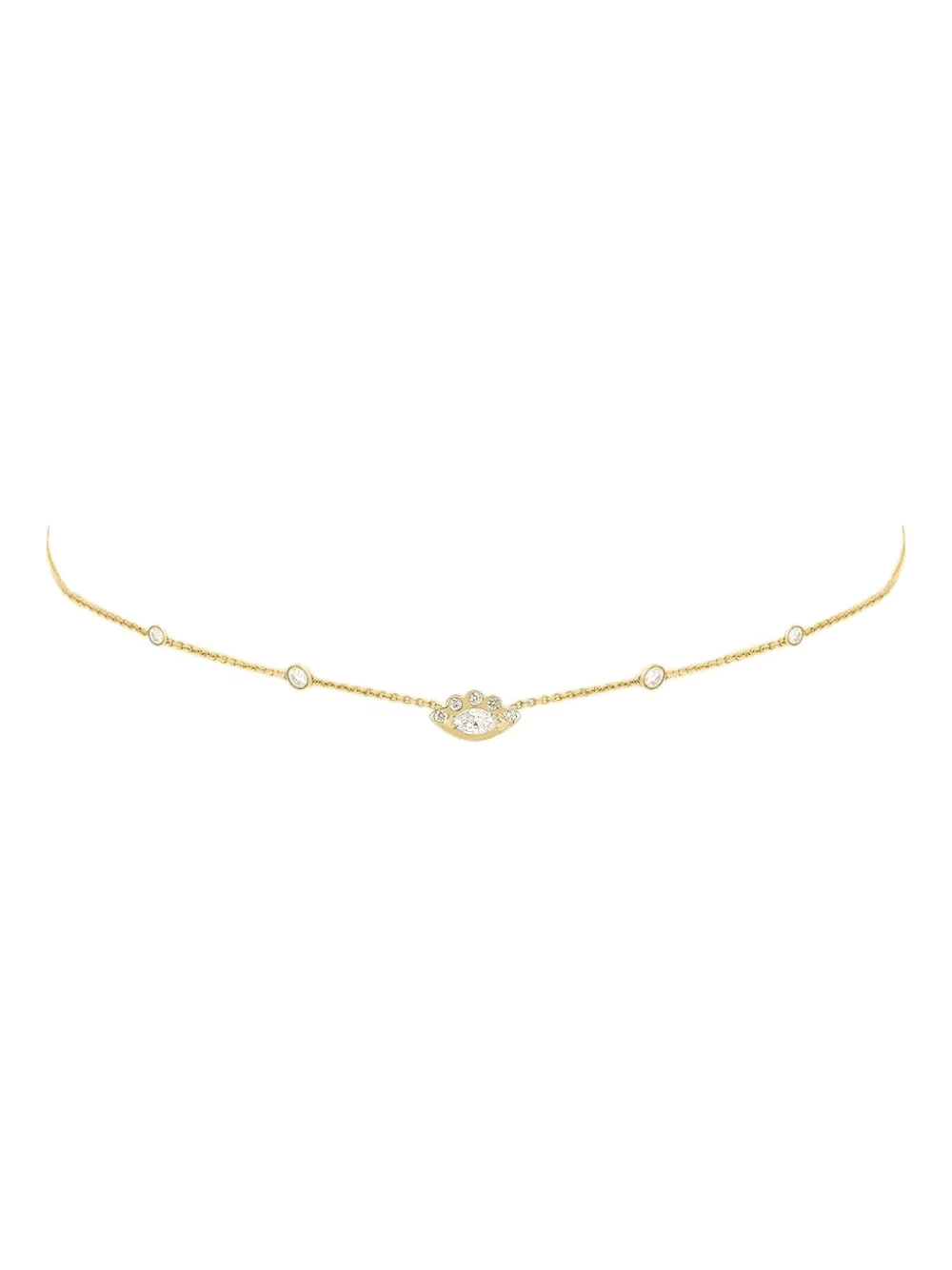14K yellow gold Angel Eye diamond choker - Image 1
