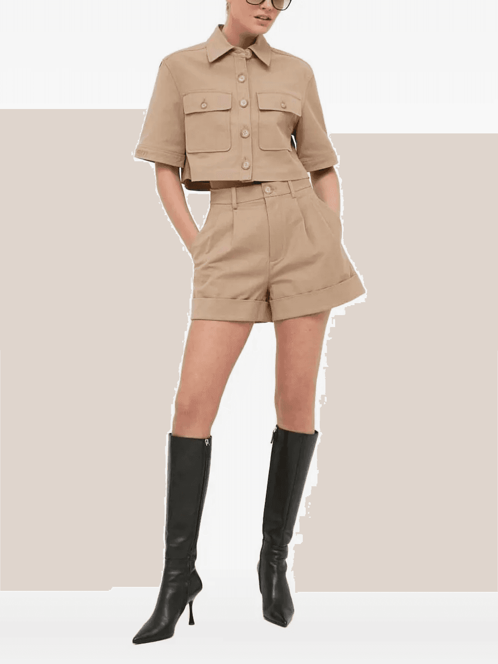 logo-embroidered cropped shirt - Image 1