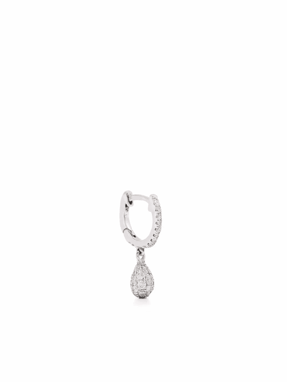 18kt white gold lightly drop diamond hoop earring - Image 1