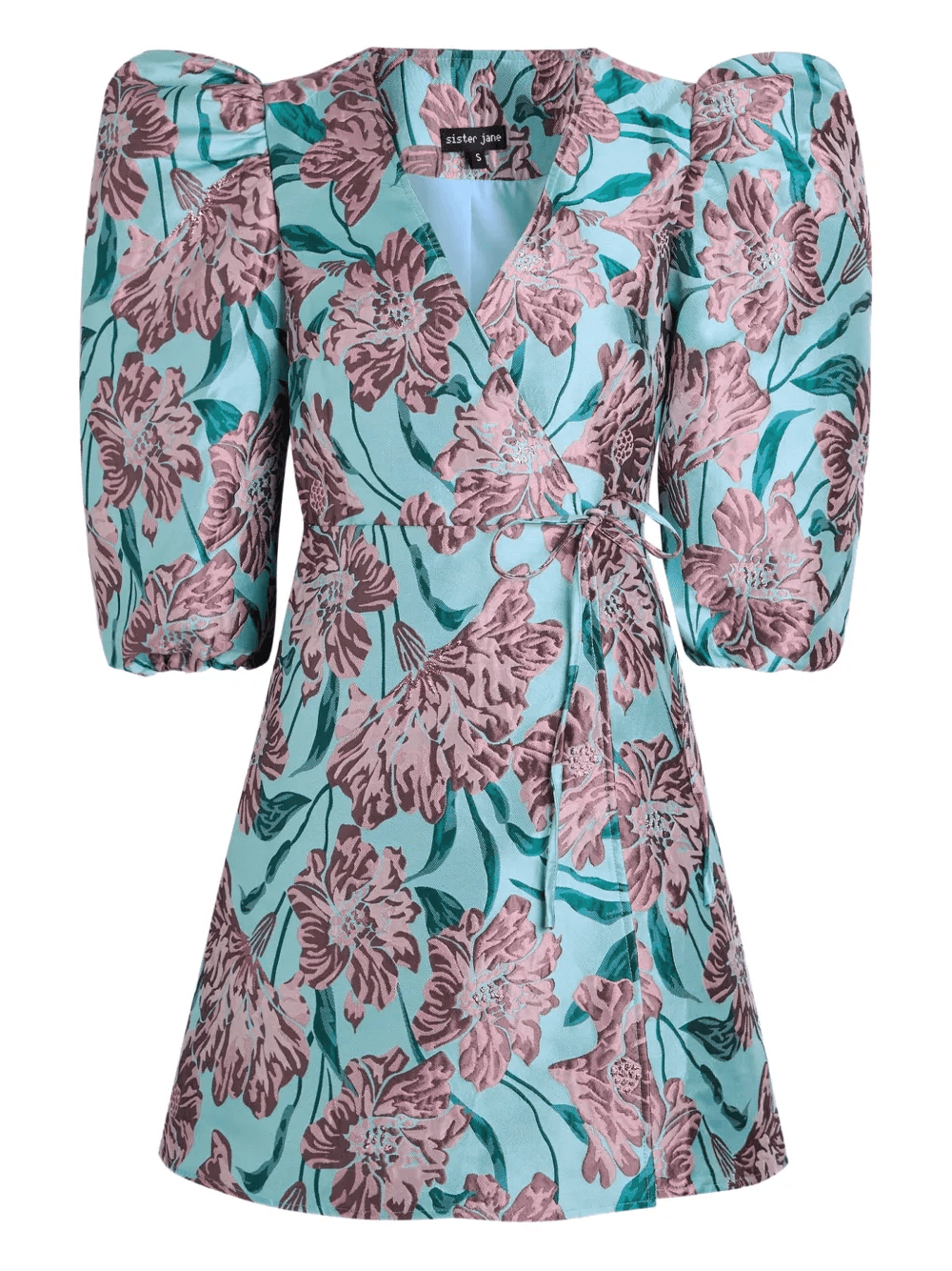 puffed-sleeve floral-print dress - Image 1