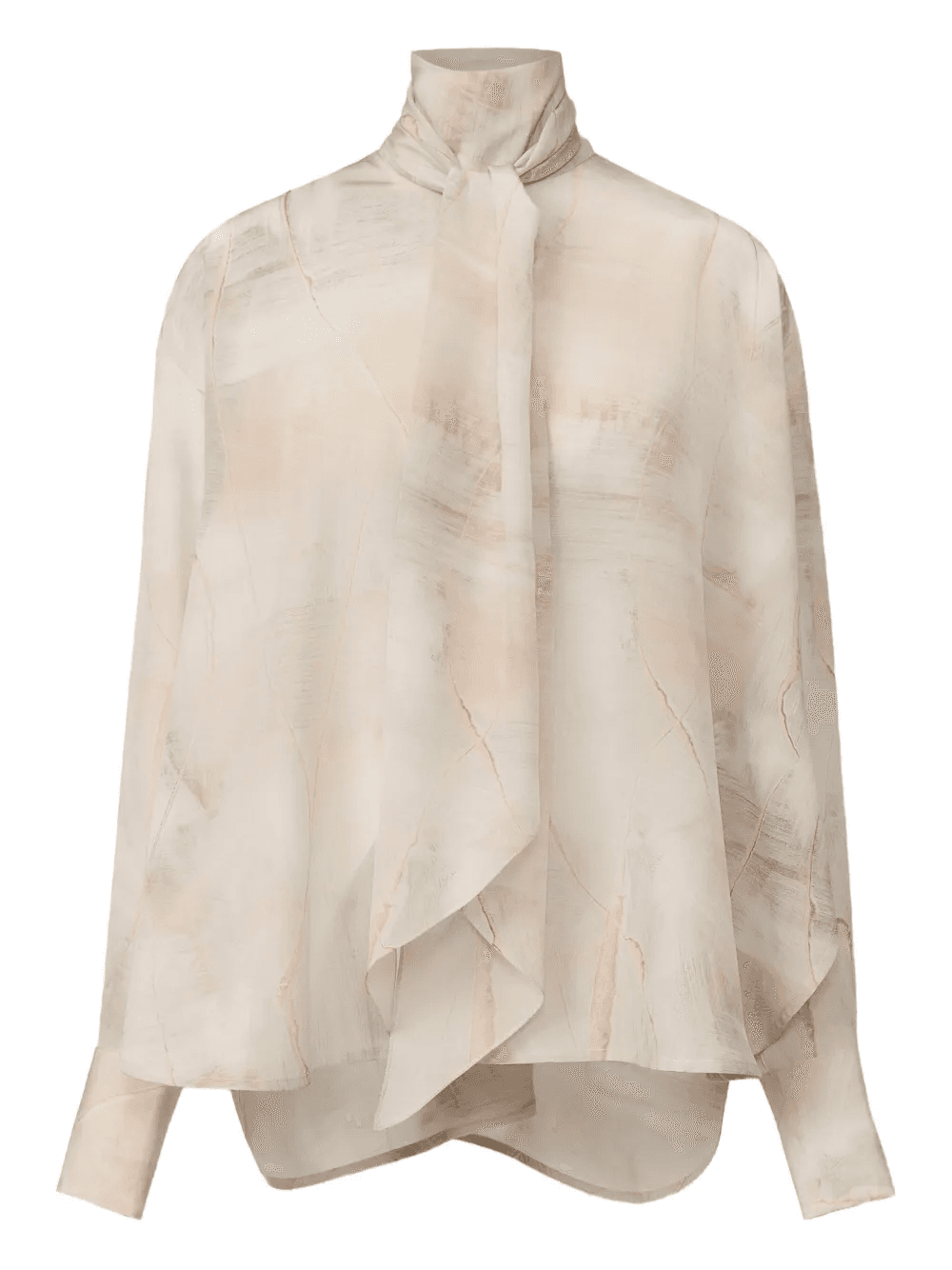 abstract-print tie-neck top - Image 1