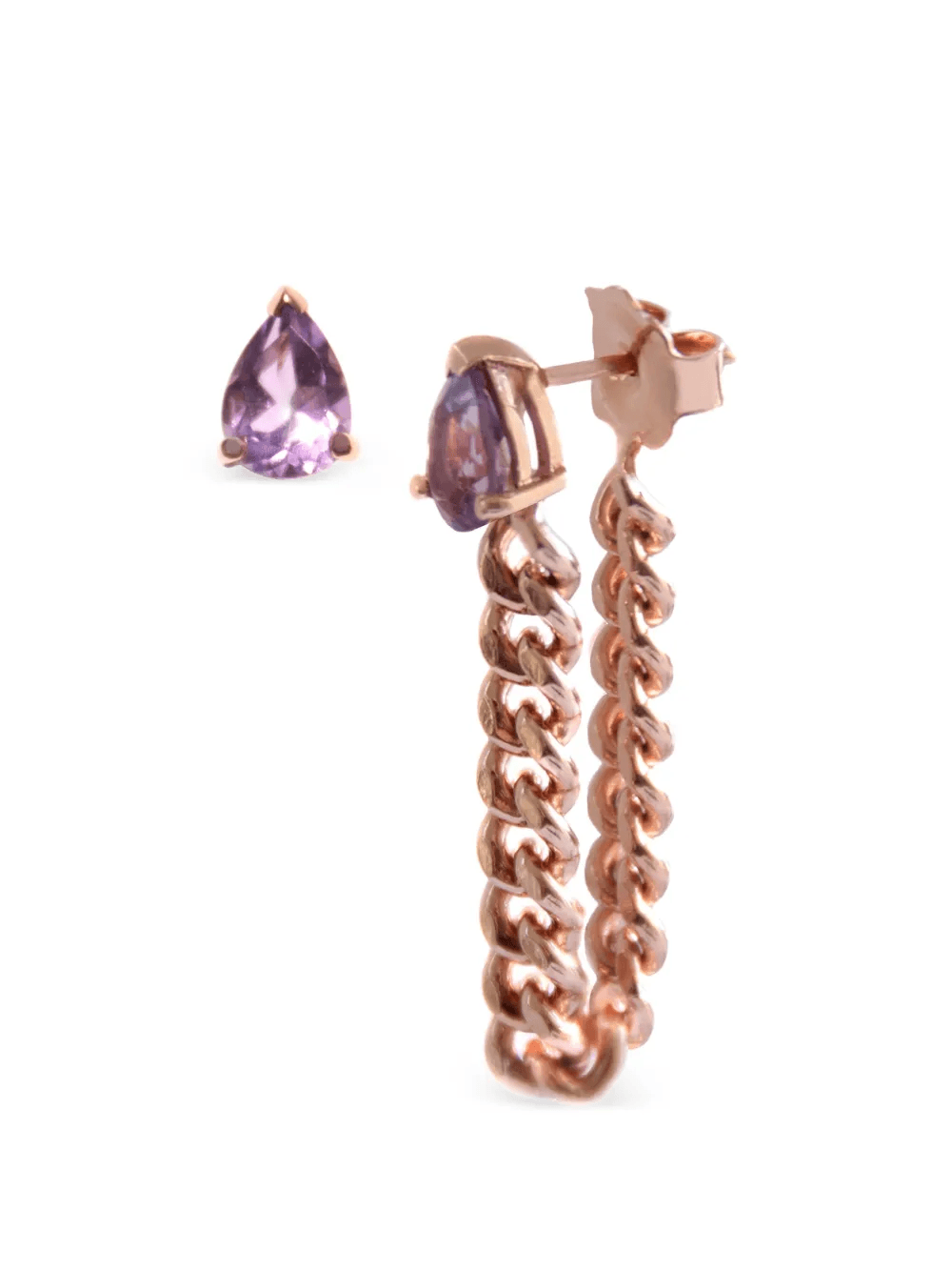 Amethyst pear-cut drop chain earrings - Image 1
