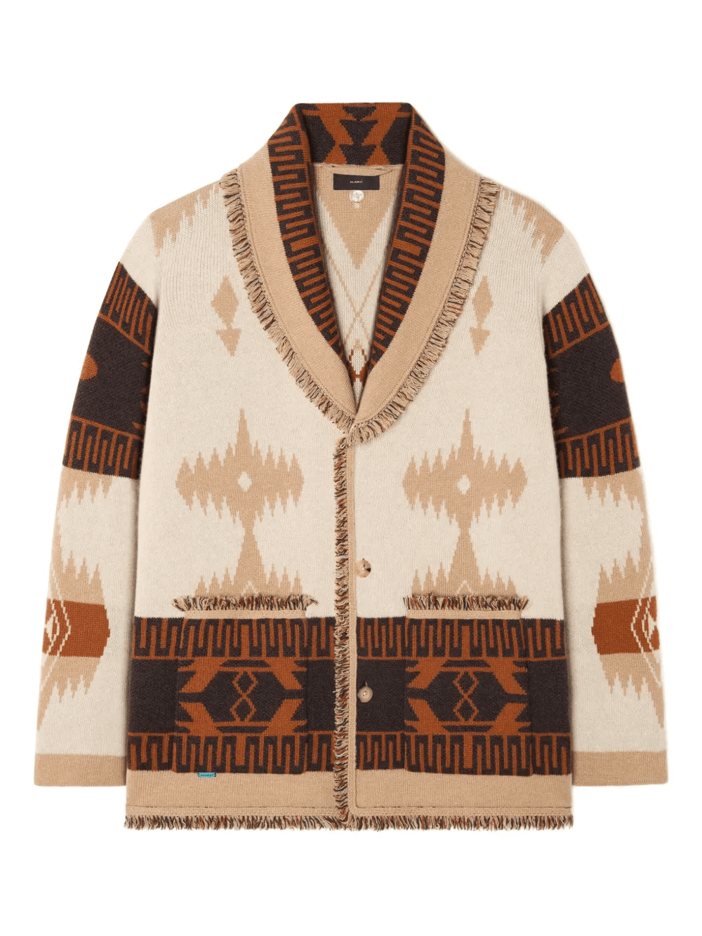 Icon jacquard fringed cardigan - Image 1