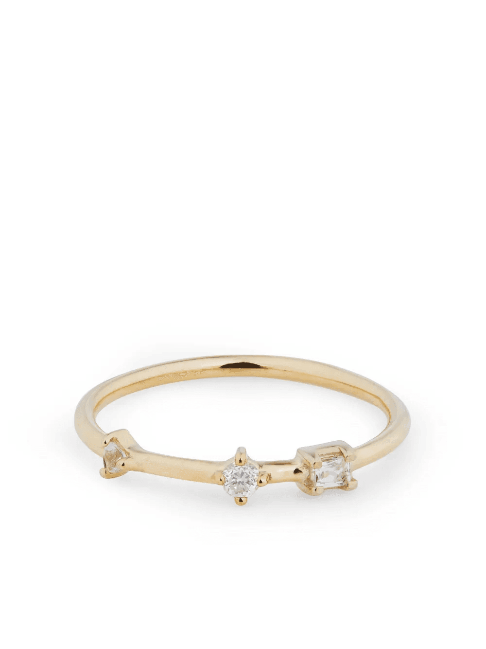 9kt yellow gold Three Stone Bamboo ring - Image 1