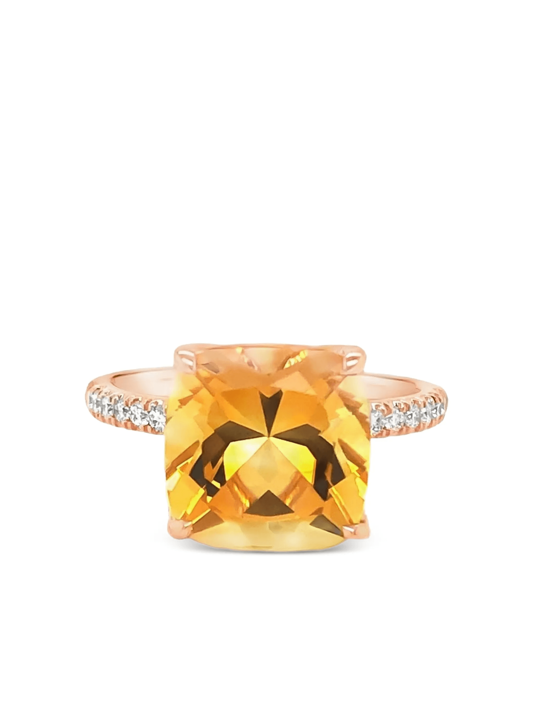 18K rose gold citrine and diamond ring - Image 1