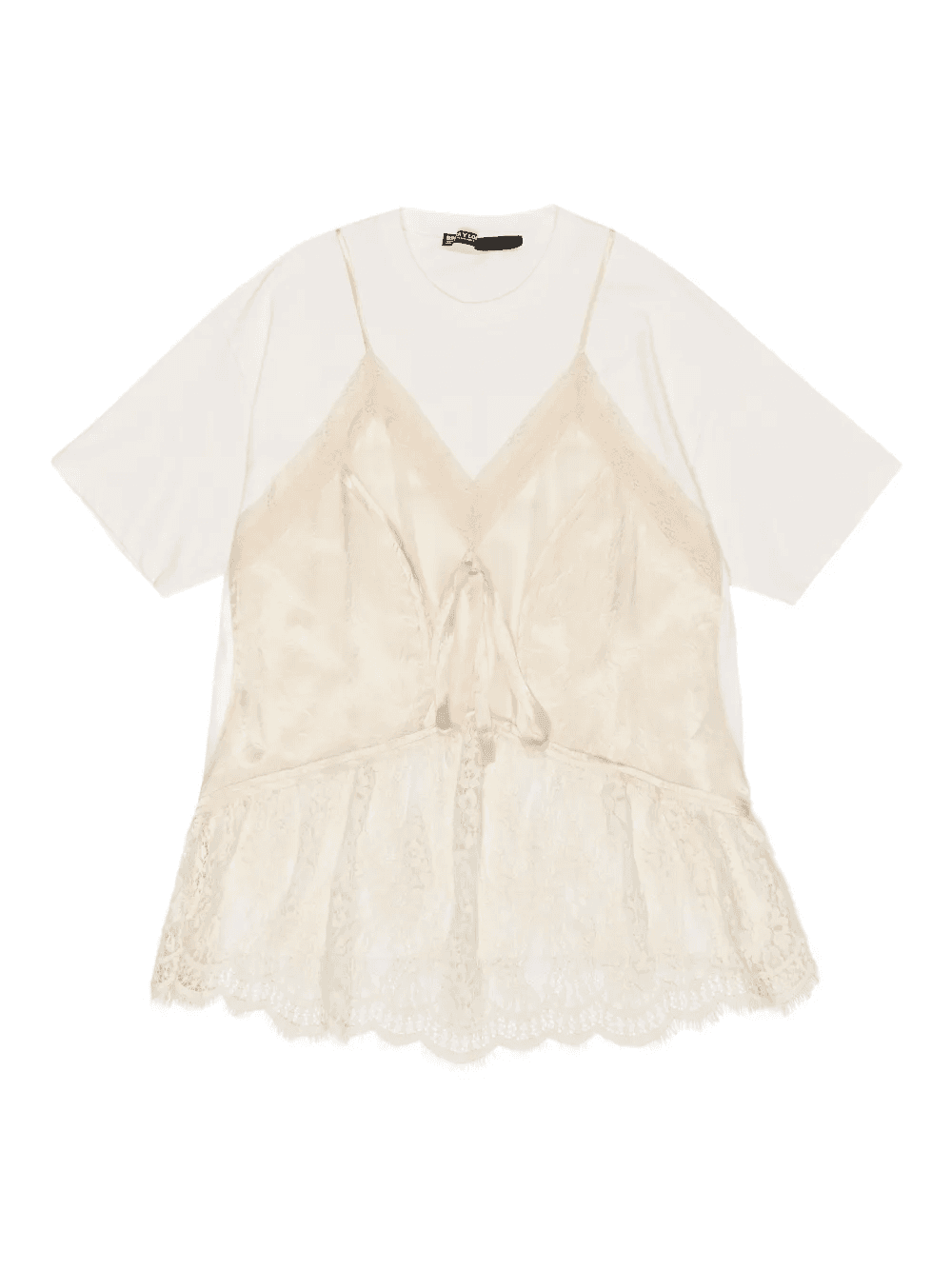 lace-trim T-shirt - Image 1