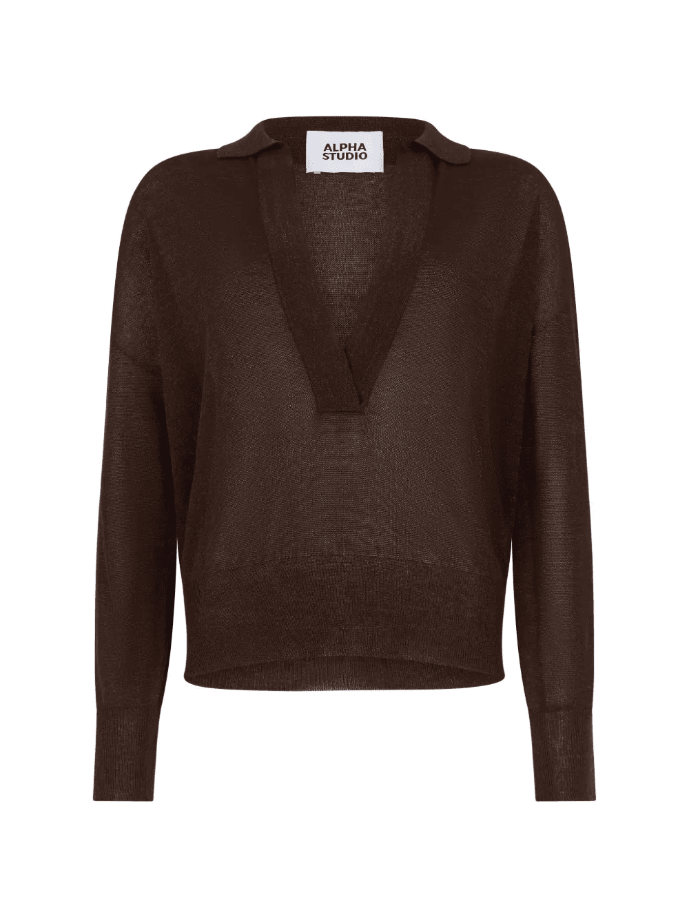 polo-collar V-neck sweater - Image 1