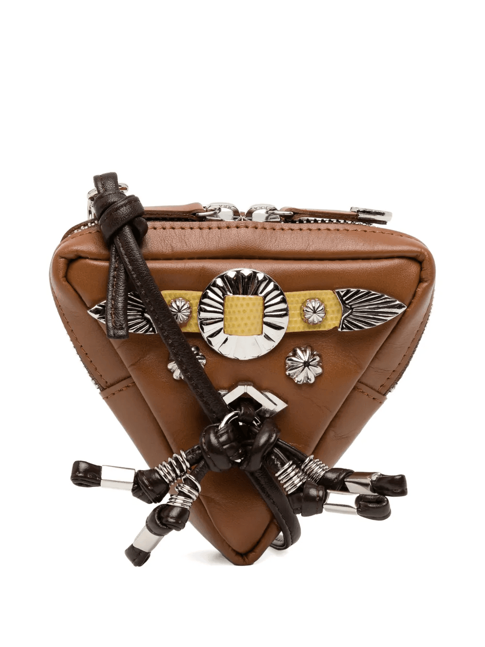 flower-motif triangular-shape leather mini bag - Image 1