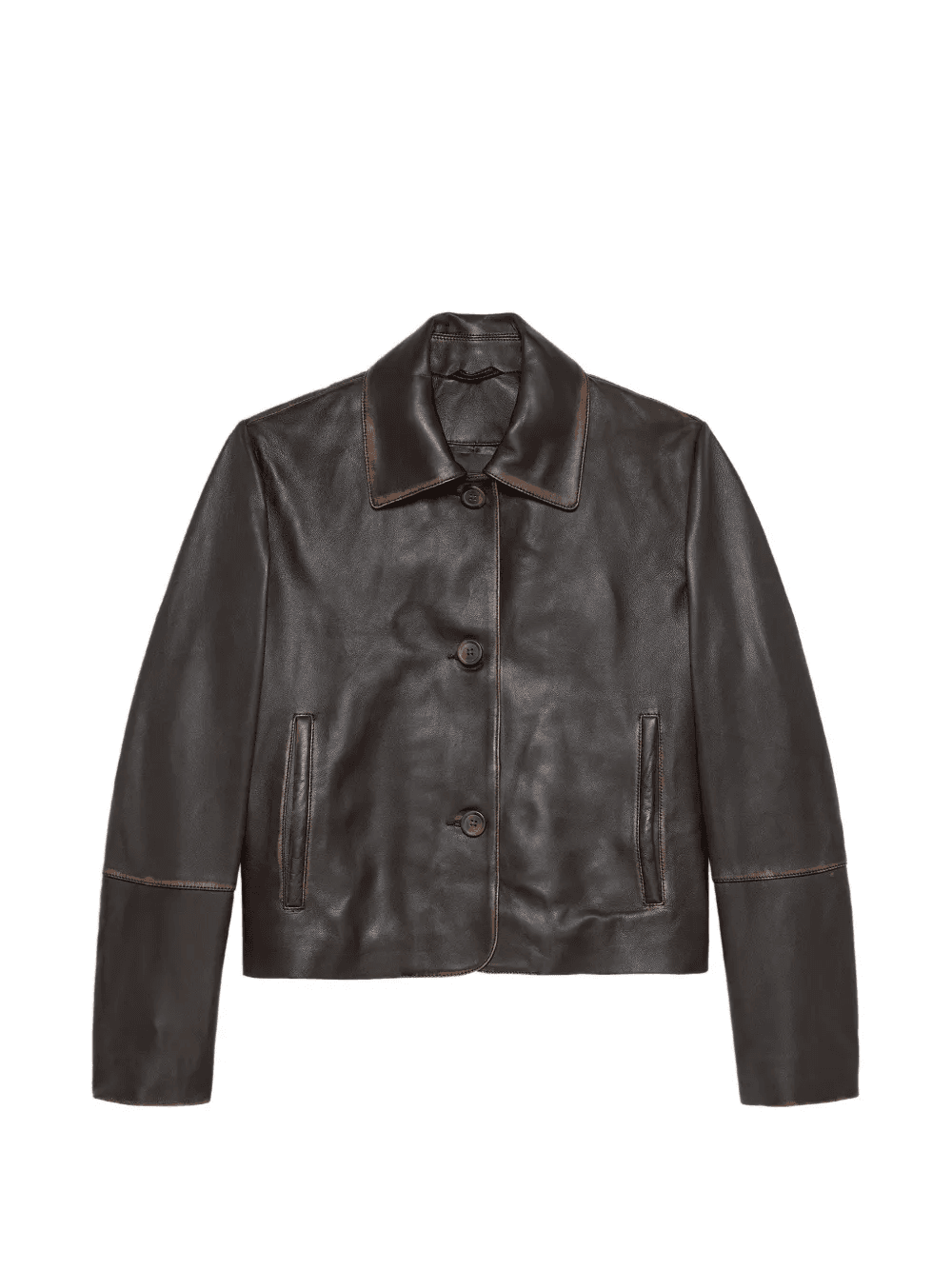 cropped leather jacket - Image 1