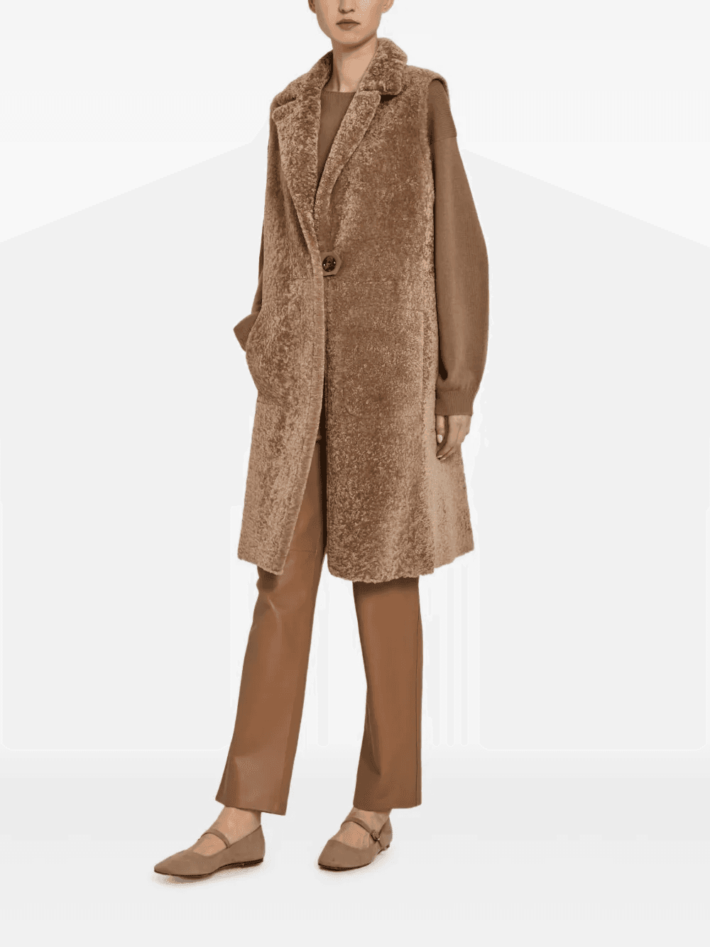 buttoned textured coat - Image 1