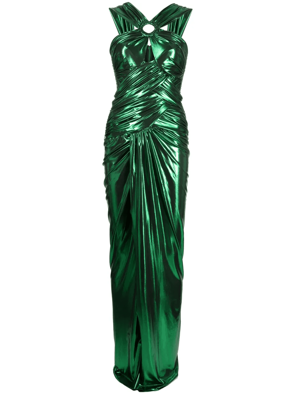 lamé draped sleeveless gown - Image 1