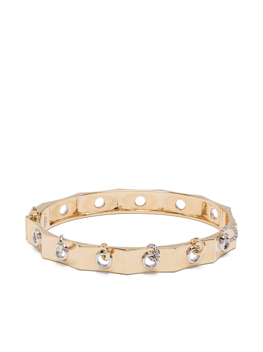 14K yellow and white gold Eyet diamond bangle - Image 1