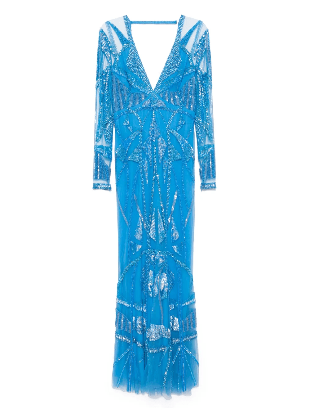 art deco-embroidered V-neck gown - Image 1