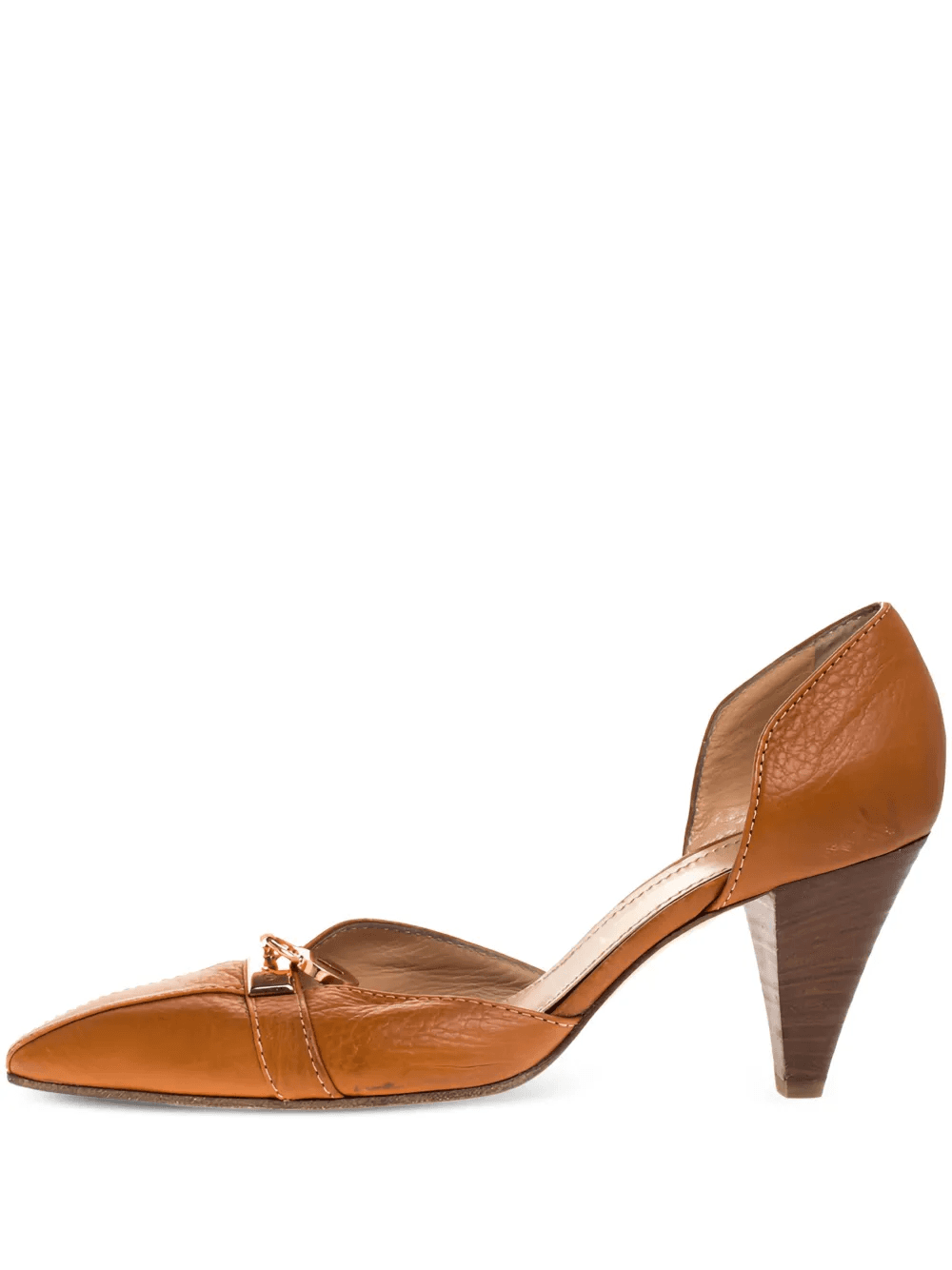 pre-owned 80mm Padlock leather pumps - Image 1