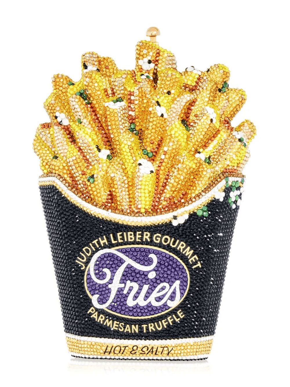 Truffle Fries crystal-embellished gold-tone clutch - Image 1
