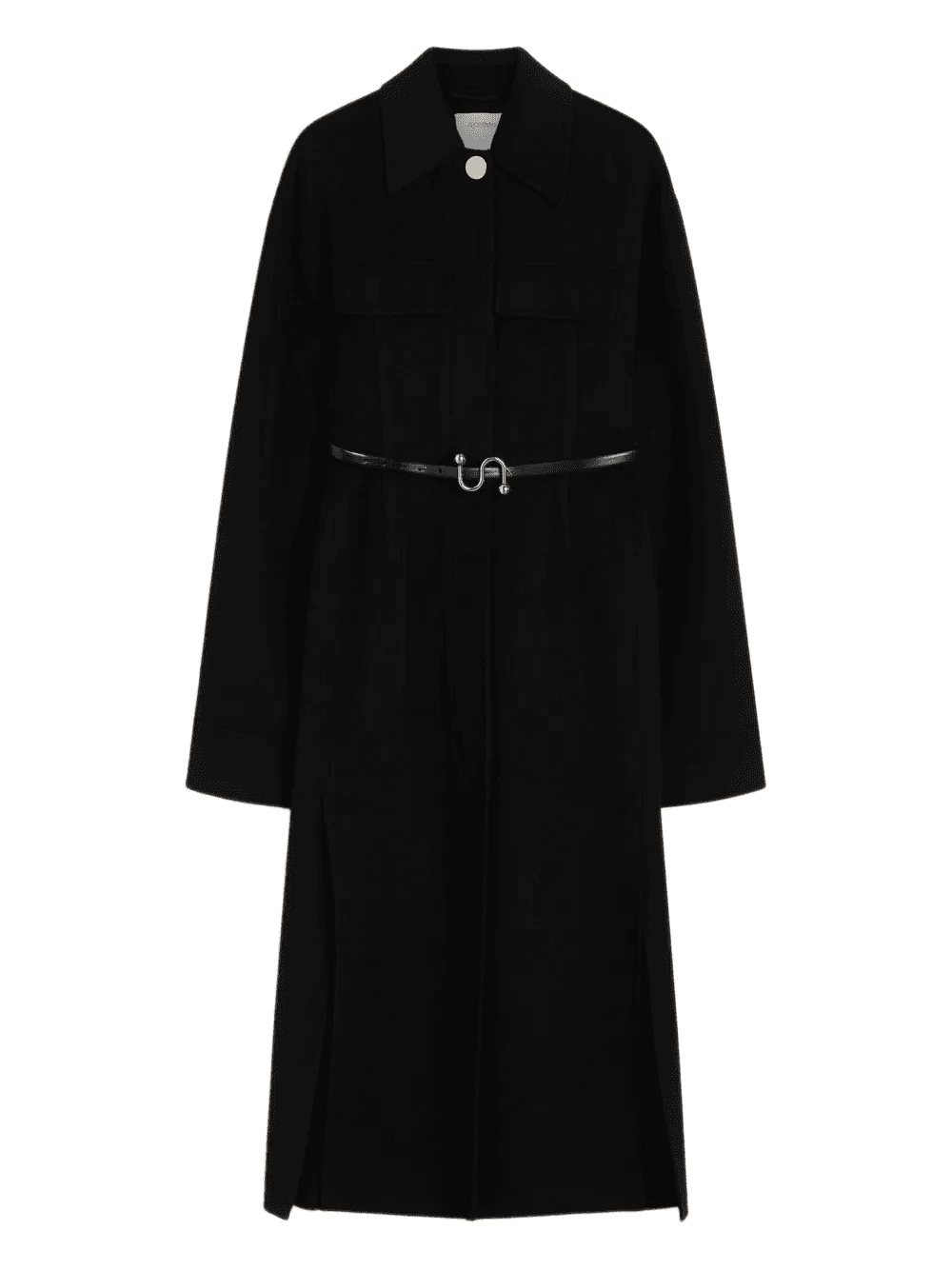 belted classic-collar coat - Image 1