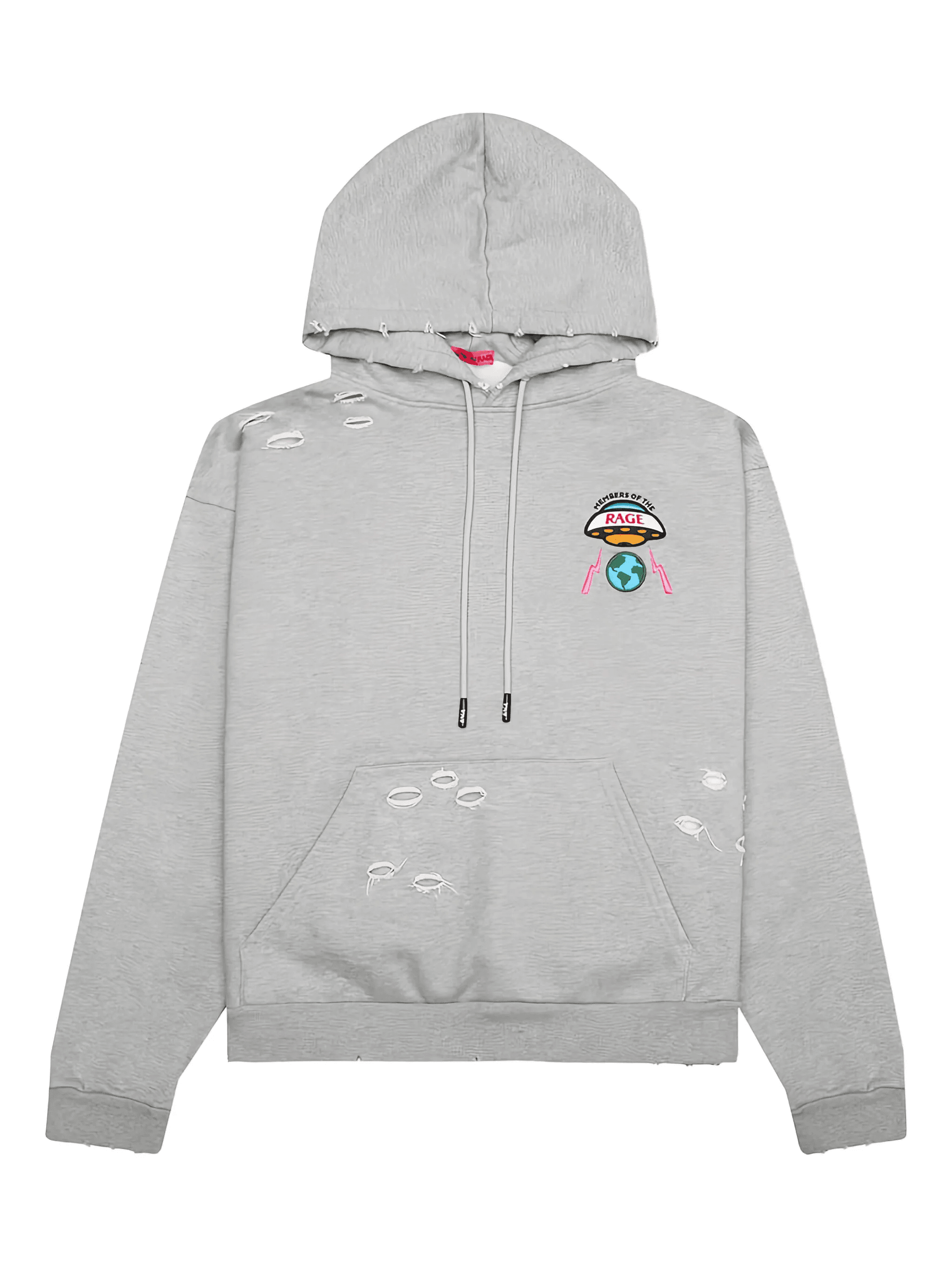 embroidered distressed hoodie - Image 1