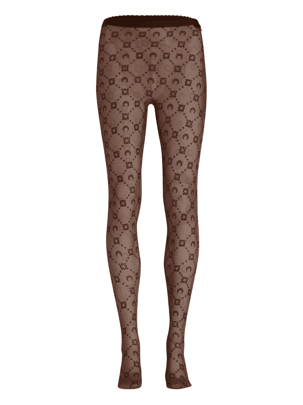 moon-floral flocked mesh tights - Image 1