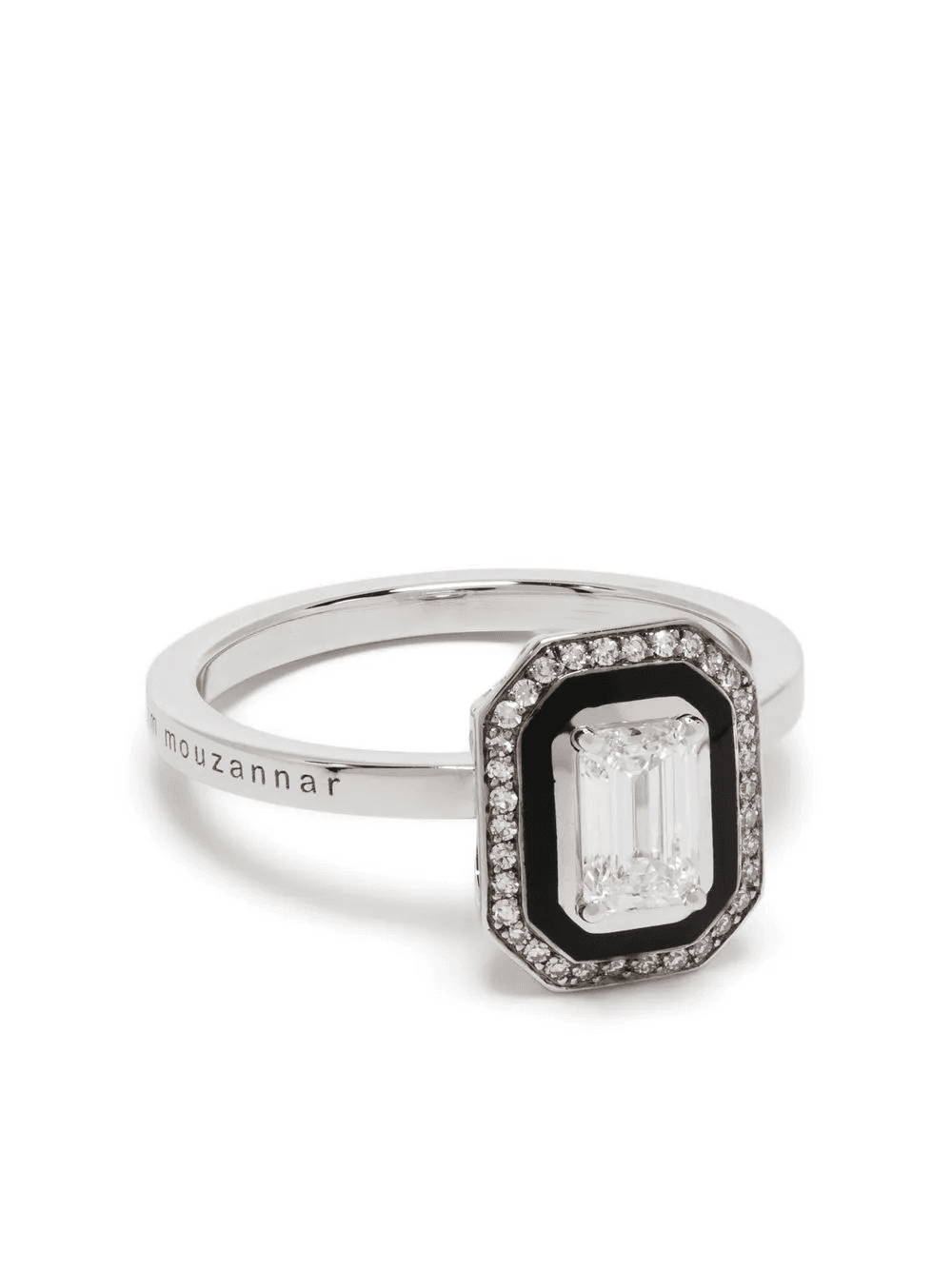 18kt white gold Mina diamond and enamel ring - Image 1