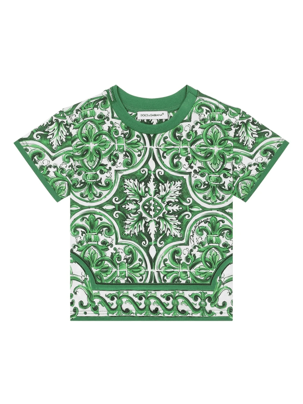Majolica-print cotton T-shirt - Image 1